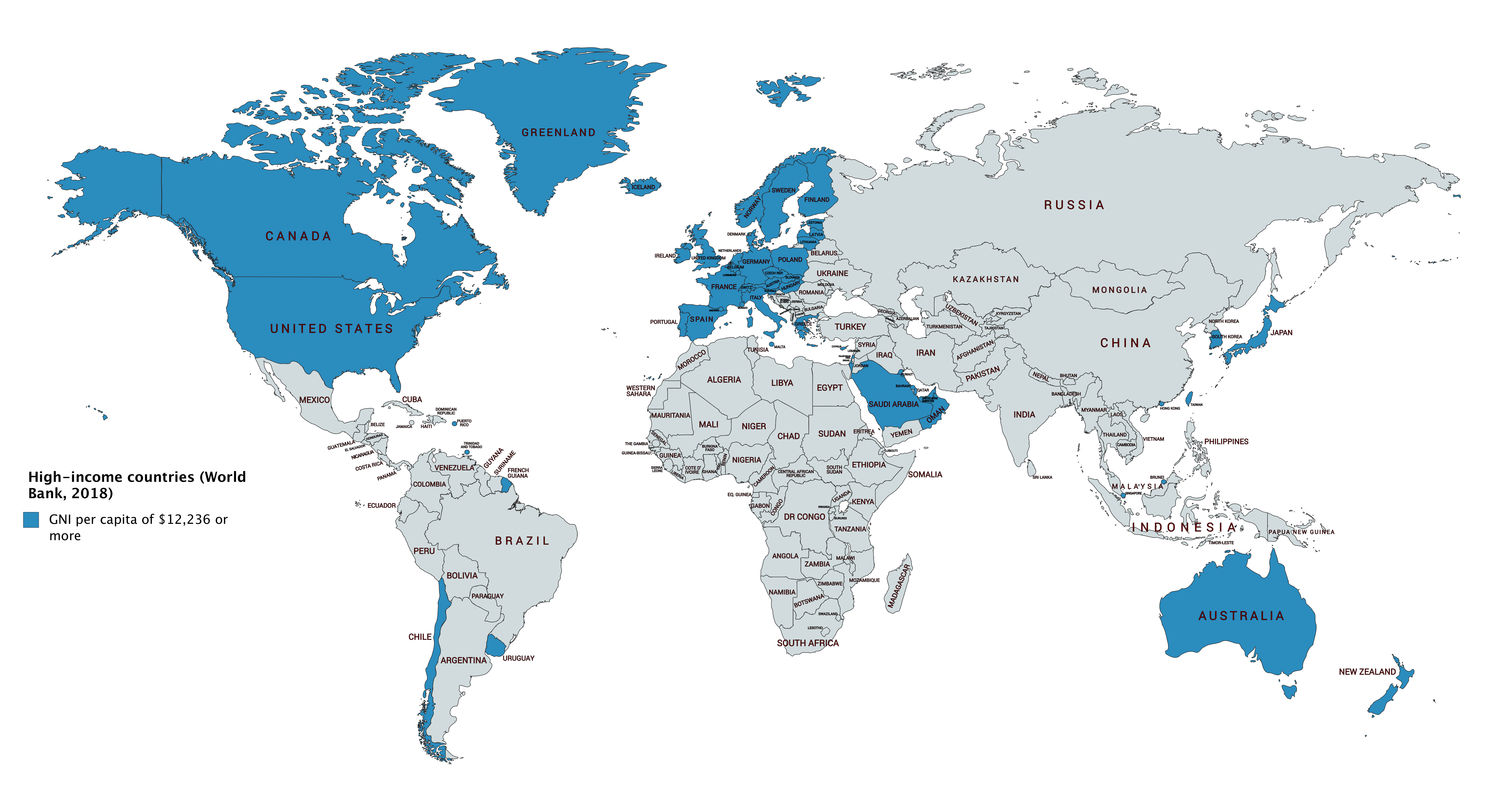 countries according to the World Bank, 2018 [6460x3480] r