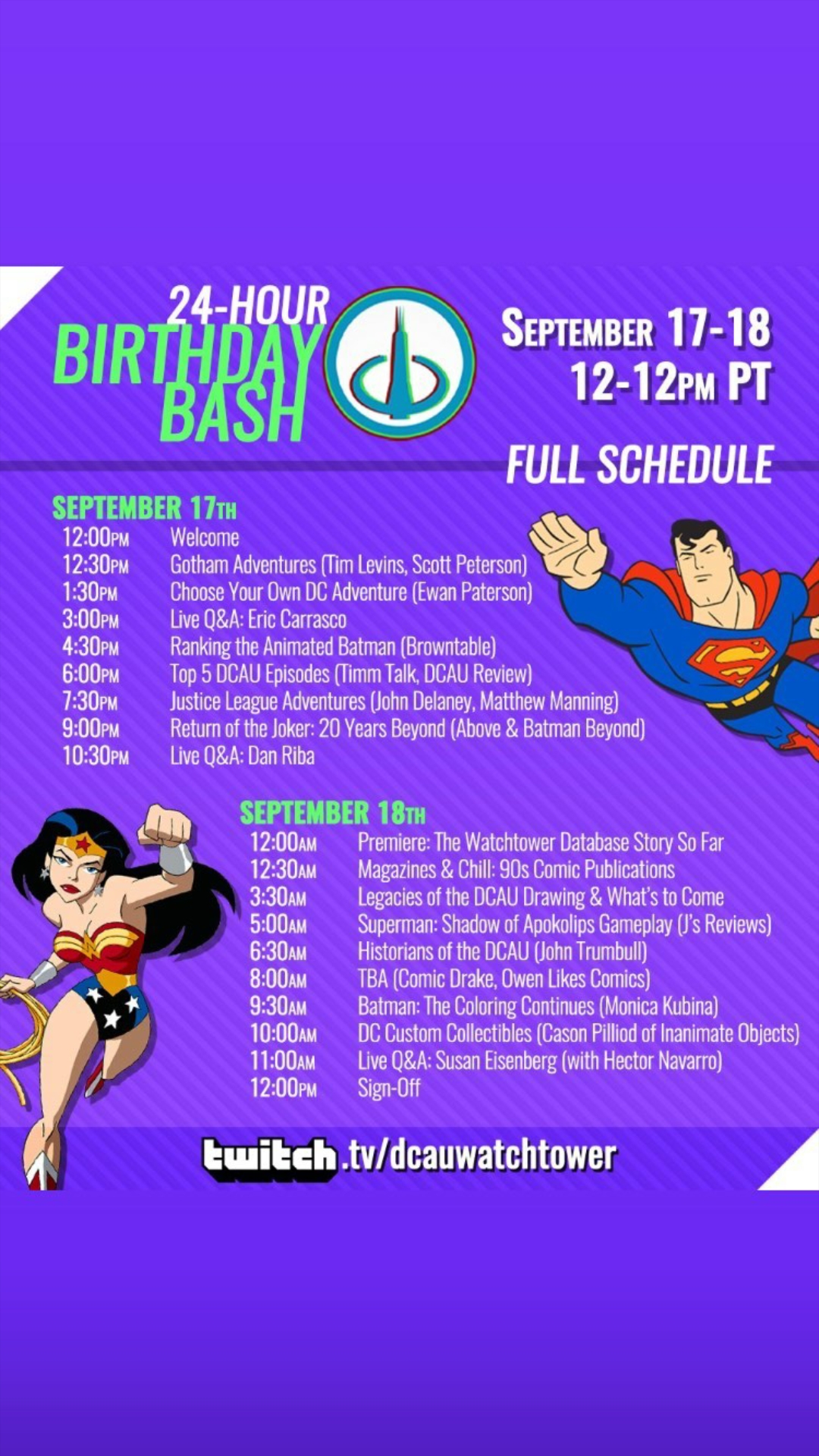 Watchtower Database 24 hour Livestream on twitch r/DCAU