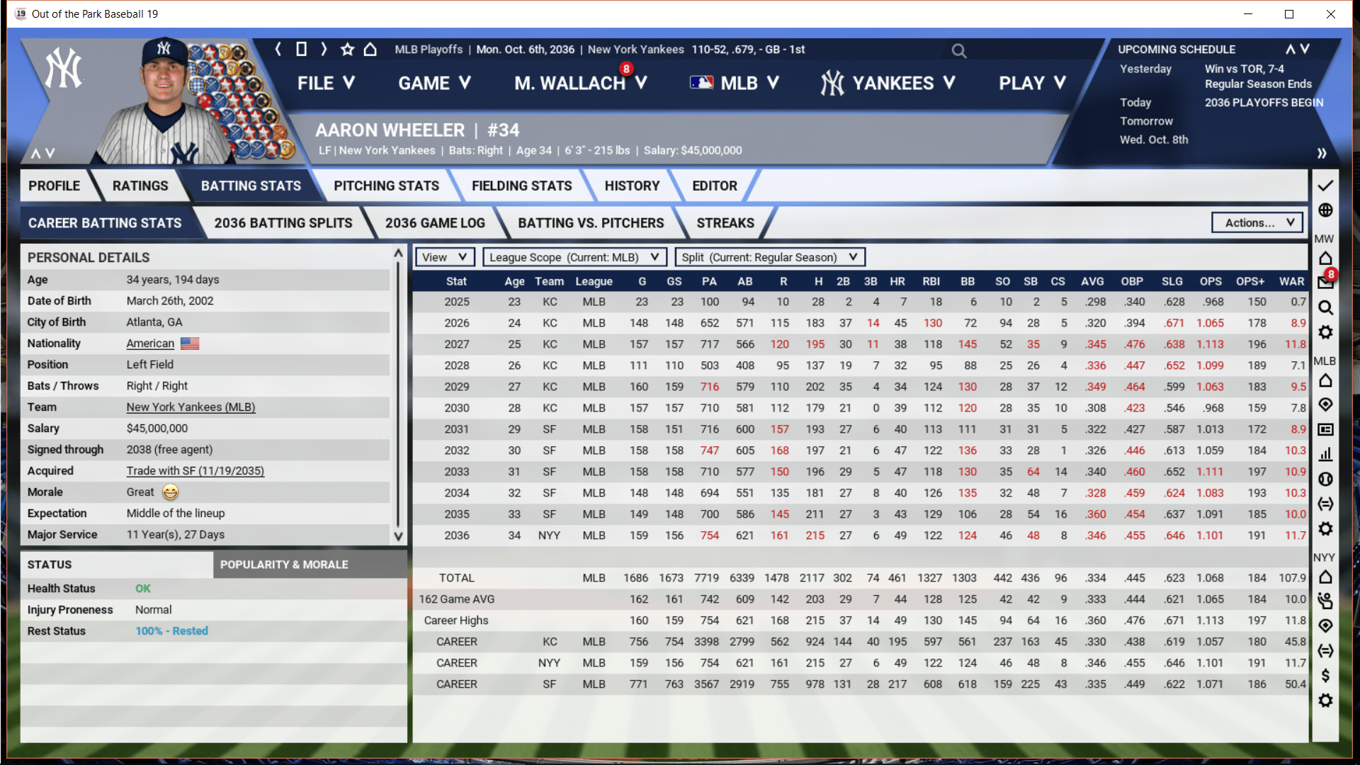 Is this the best player of all time? Age 34 and still 80 overall too OOTP