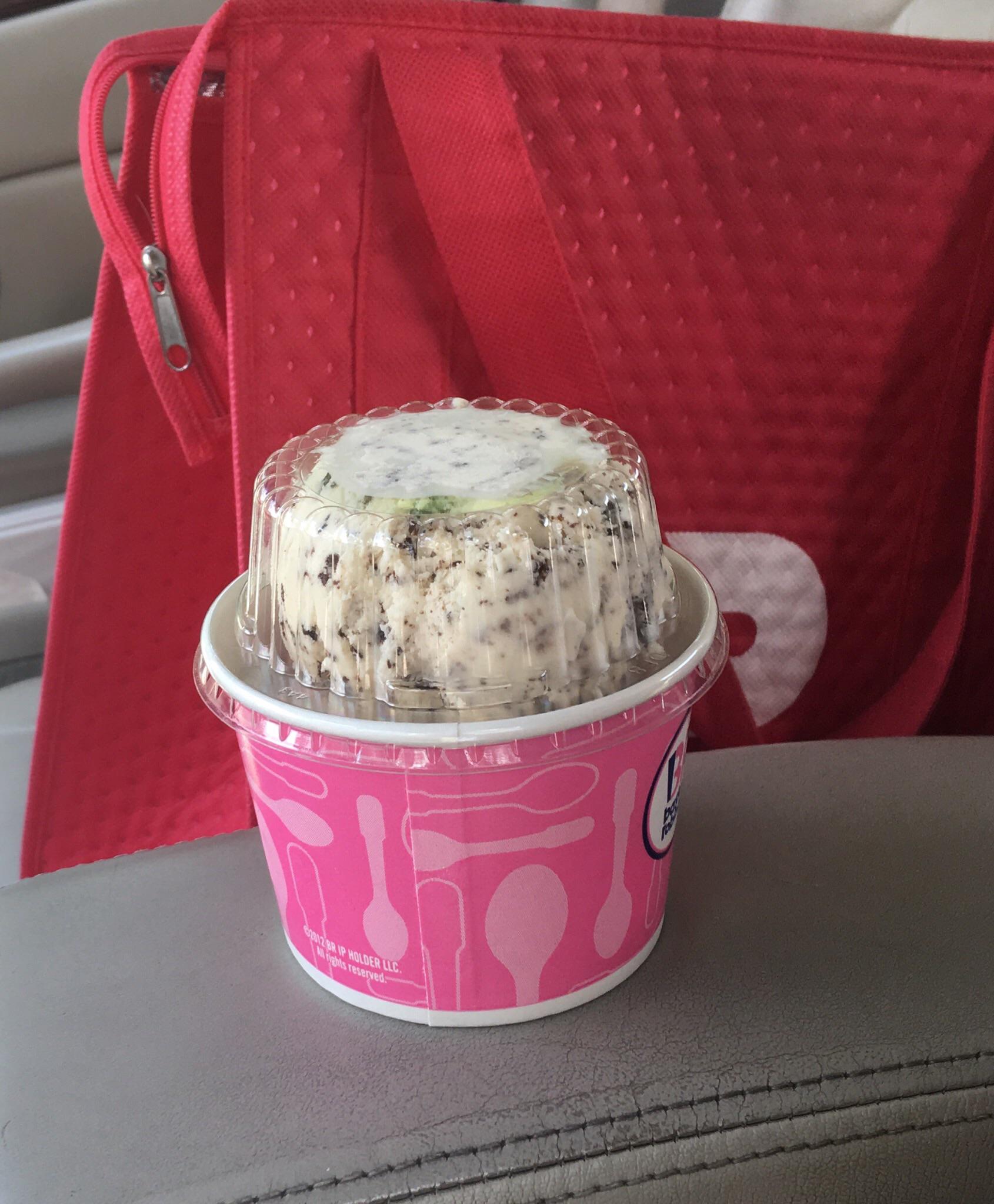 7.99 for a double scoop of Baskin Robbins chocolate chip 3.5 miles