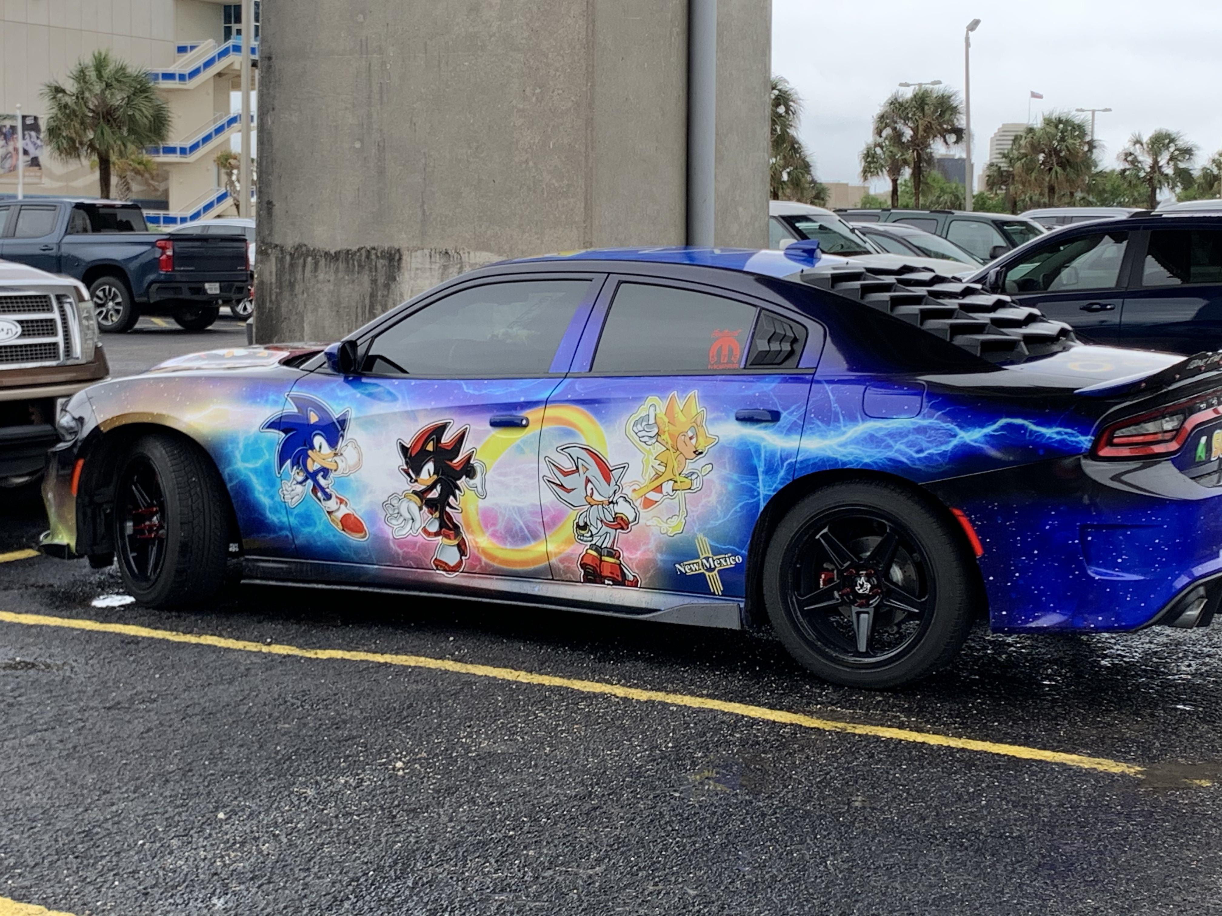 Highly modified Sonic the Hedgehogthemed Dodge Charger [2015present] The official car of