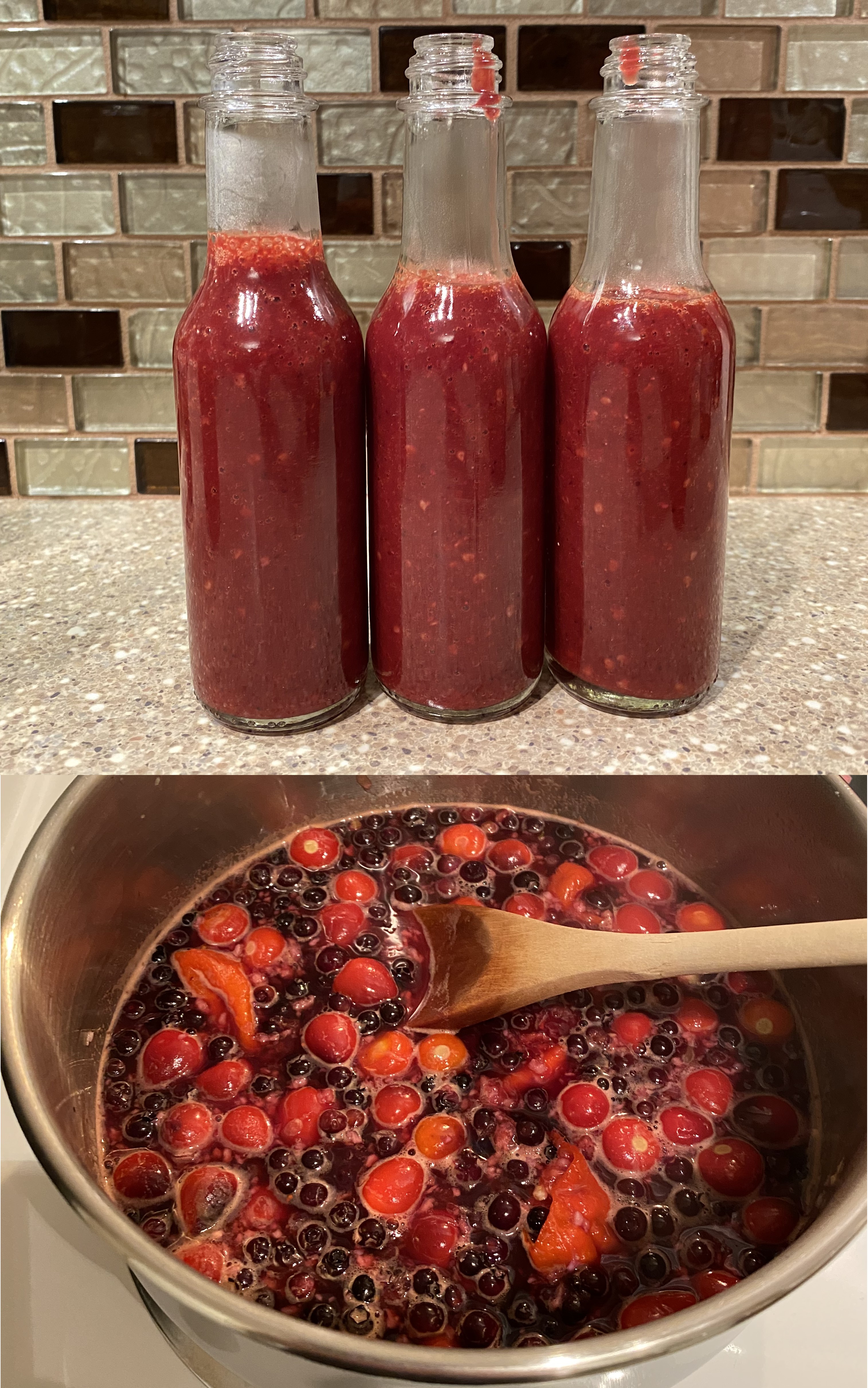 Black Pearl/Ghost Pepper and handpicked wild blueberry hot sauce, Happy