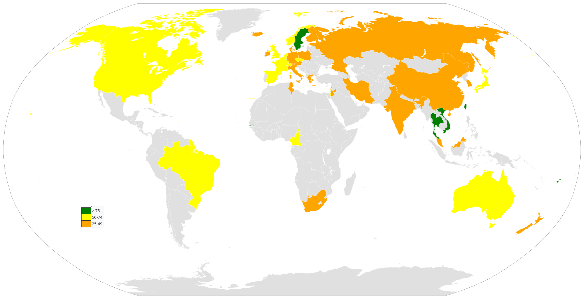 Global vitamin D serum levels among adults (nmol/L) r/MapPorn