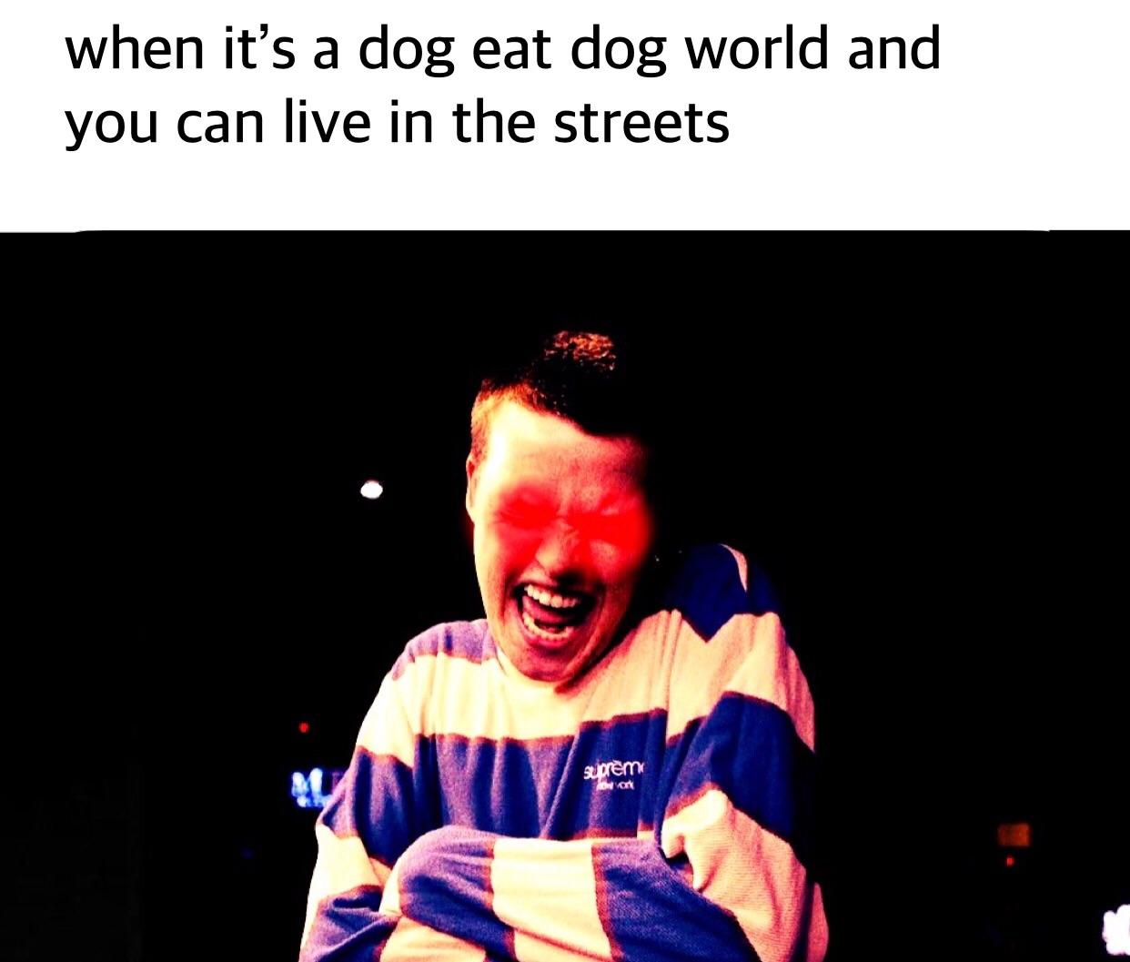 When it’s a dog eat dog world and you can live in the streets r