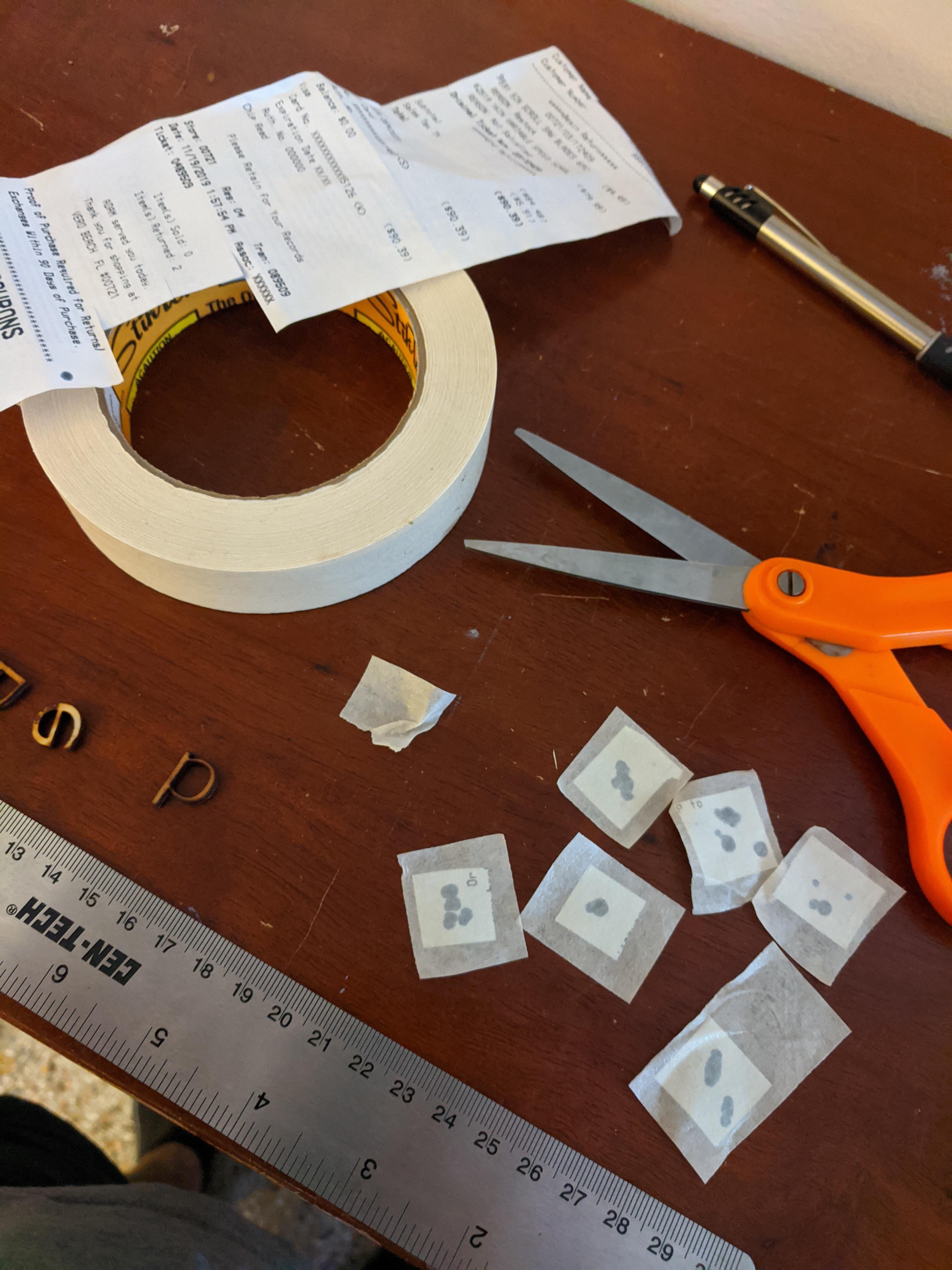 Residue free mirror alignment using masking tape and thermal receipt