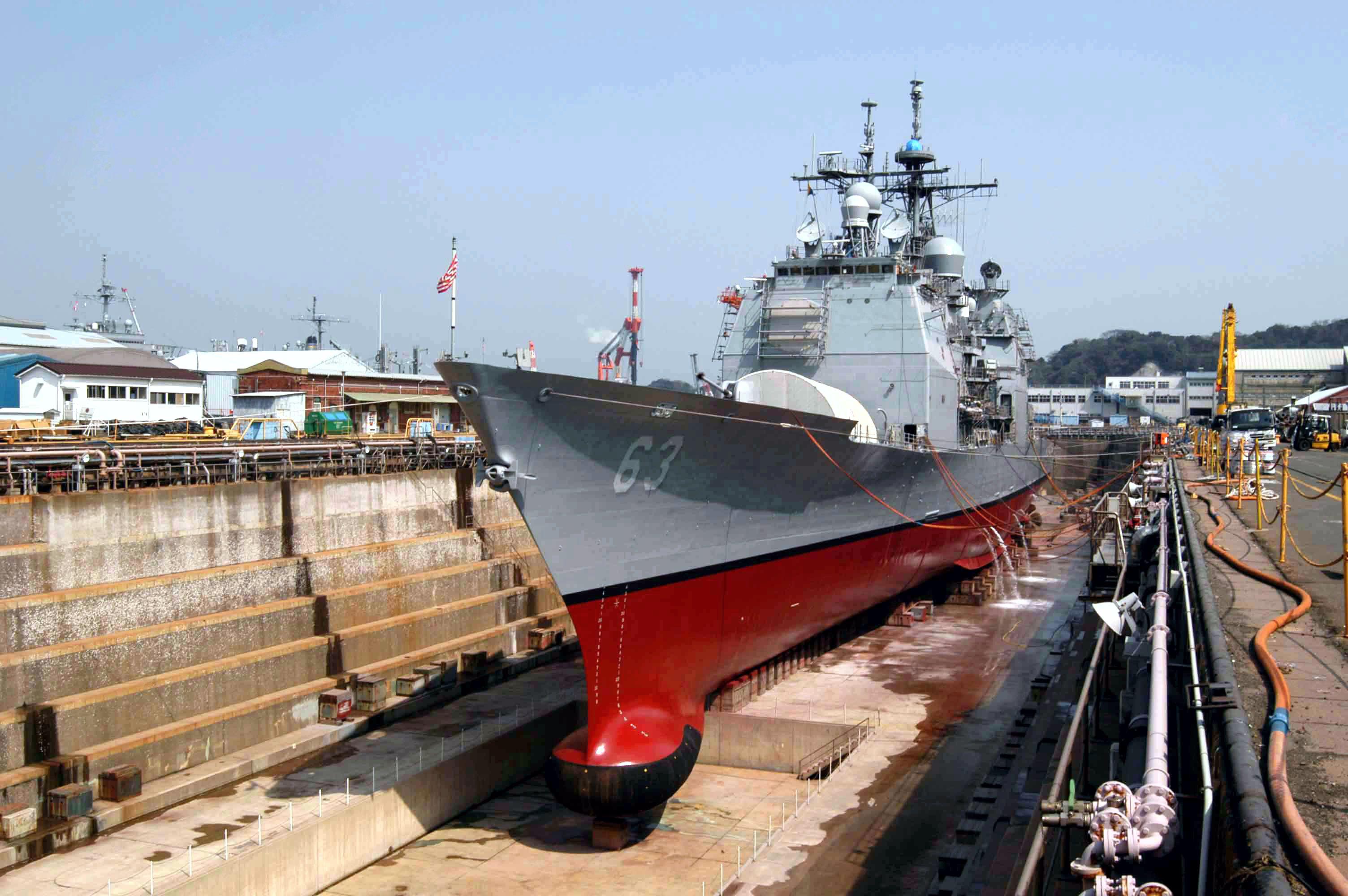 The Mighty Moo, USS Cowpens (CG 63) in dry dock, at Yokosuka, Japan, 15