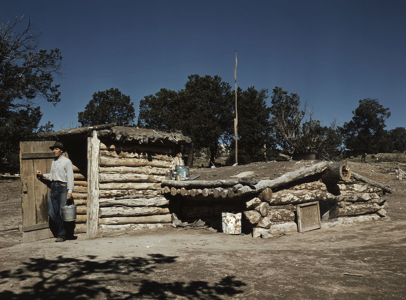 Dugout home from a homestead near Pie Town, New Mexico, 1940. [1386 x