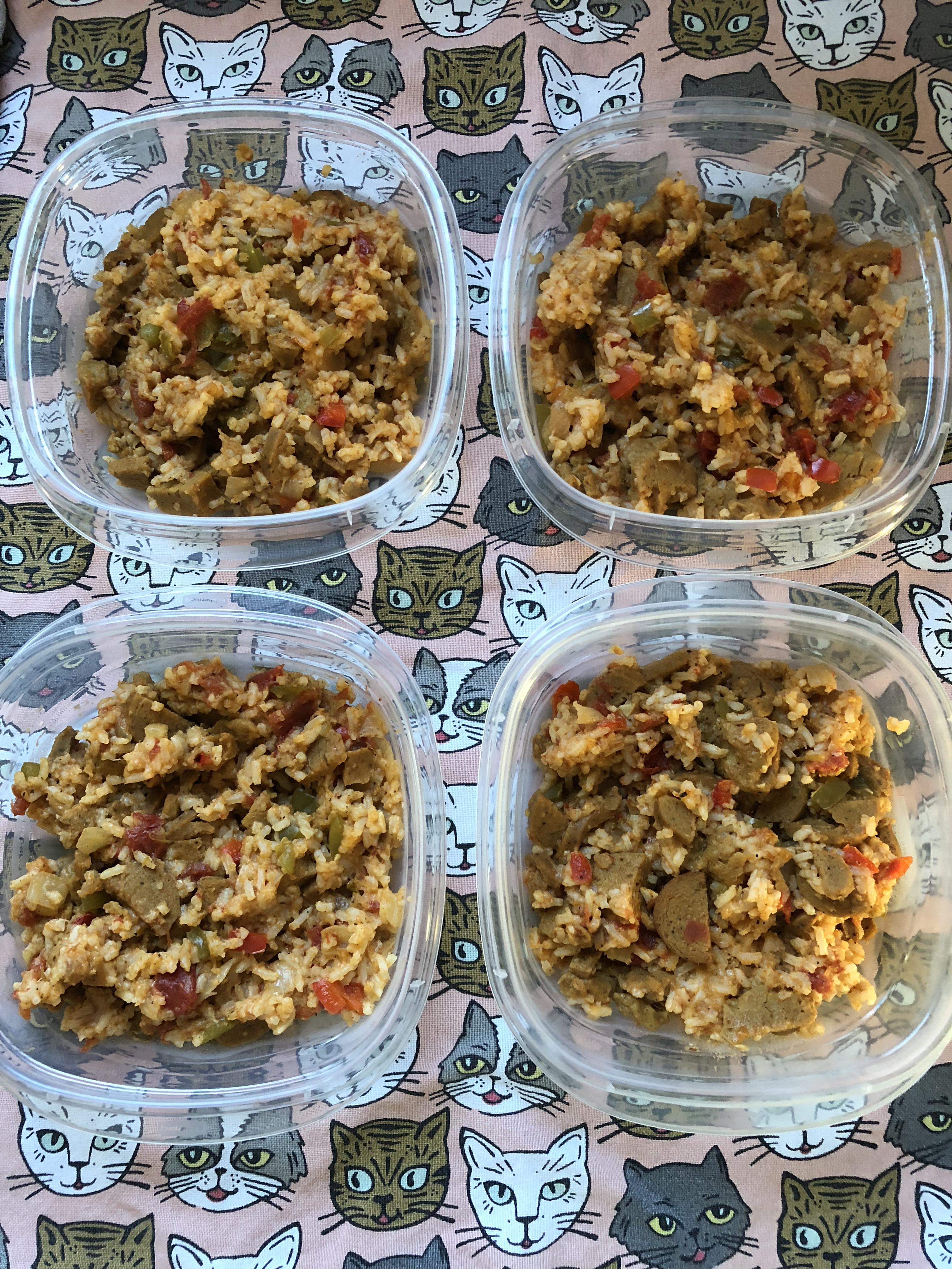 Vegan southern jambalaya. First meal prep!!! ) r/MealPrepSunday