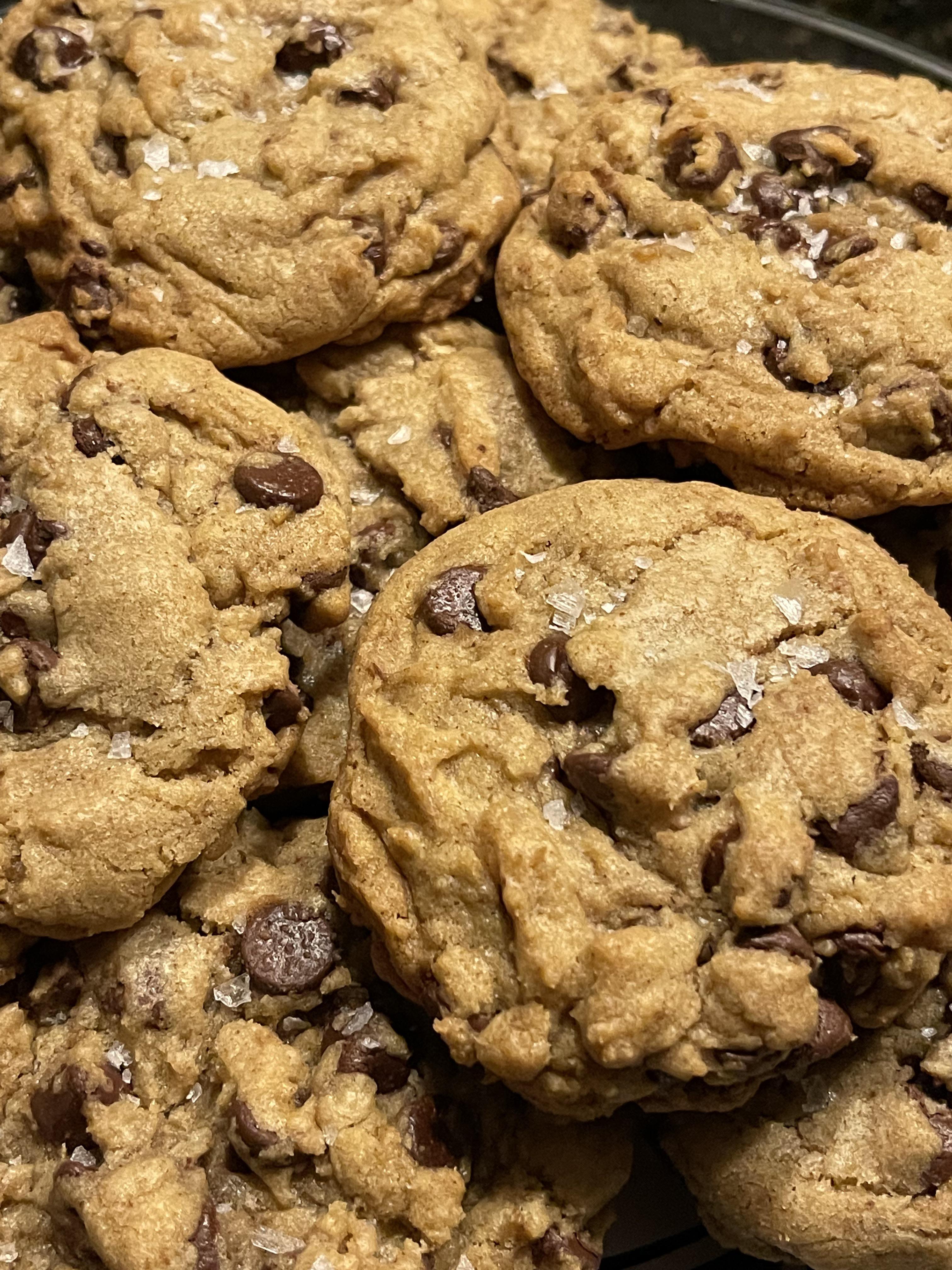 Browned Butter Chocolate Chip Cookies with Salt Flakes FoodPorn