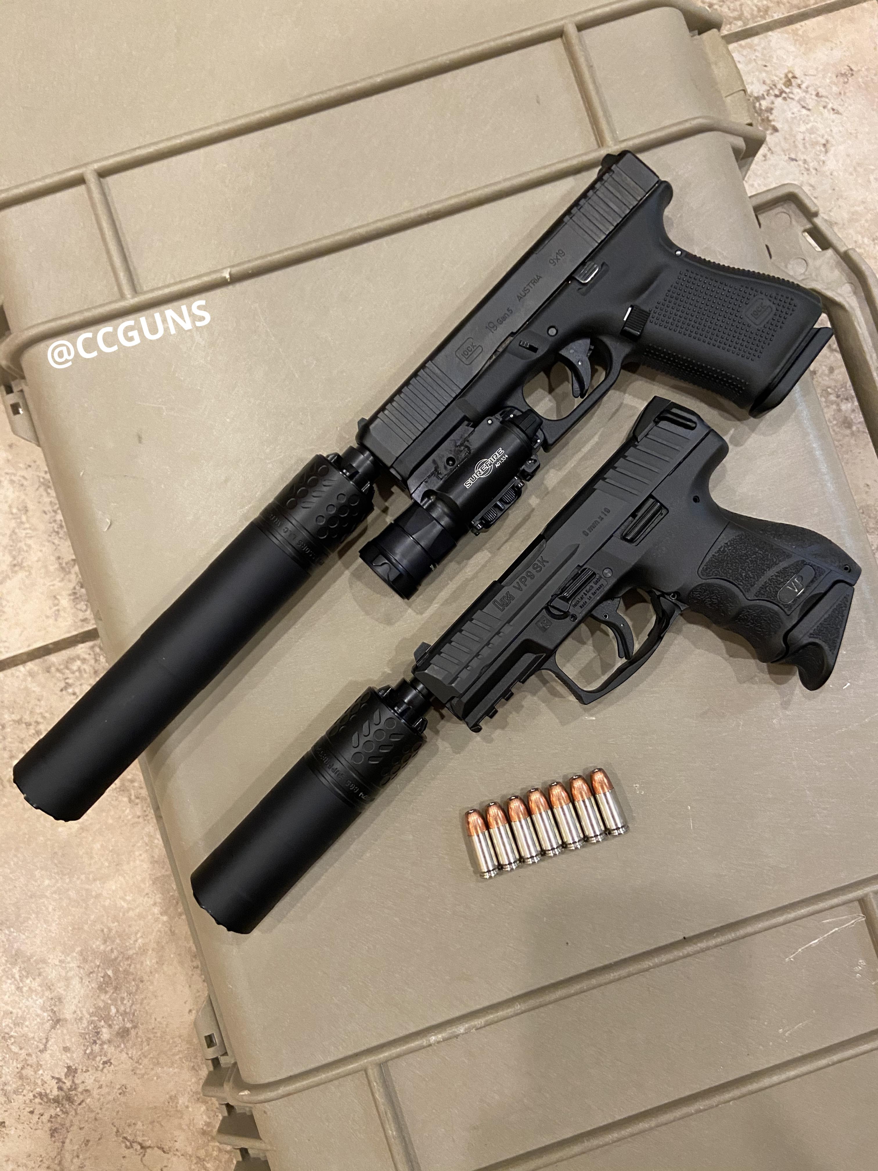 The CGS Mod9SF & Mod9SK silencers on my G19 and VP9SK. r/GunPorn