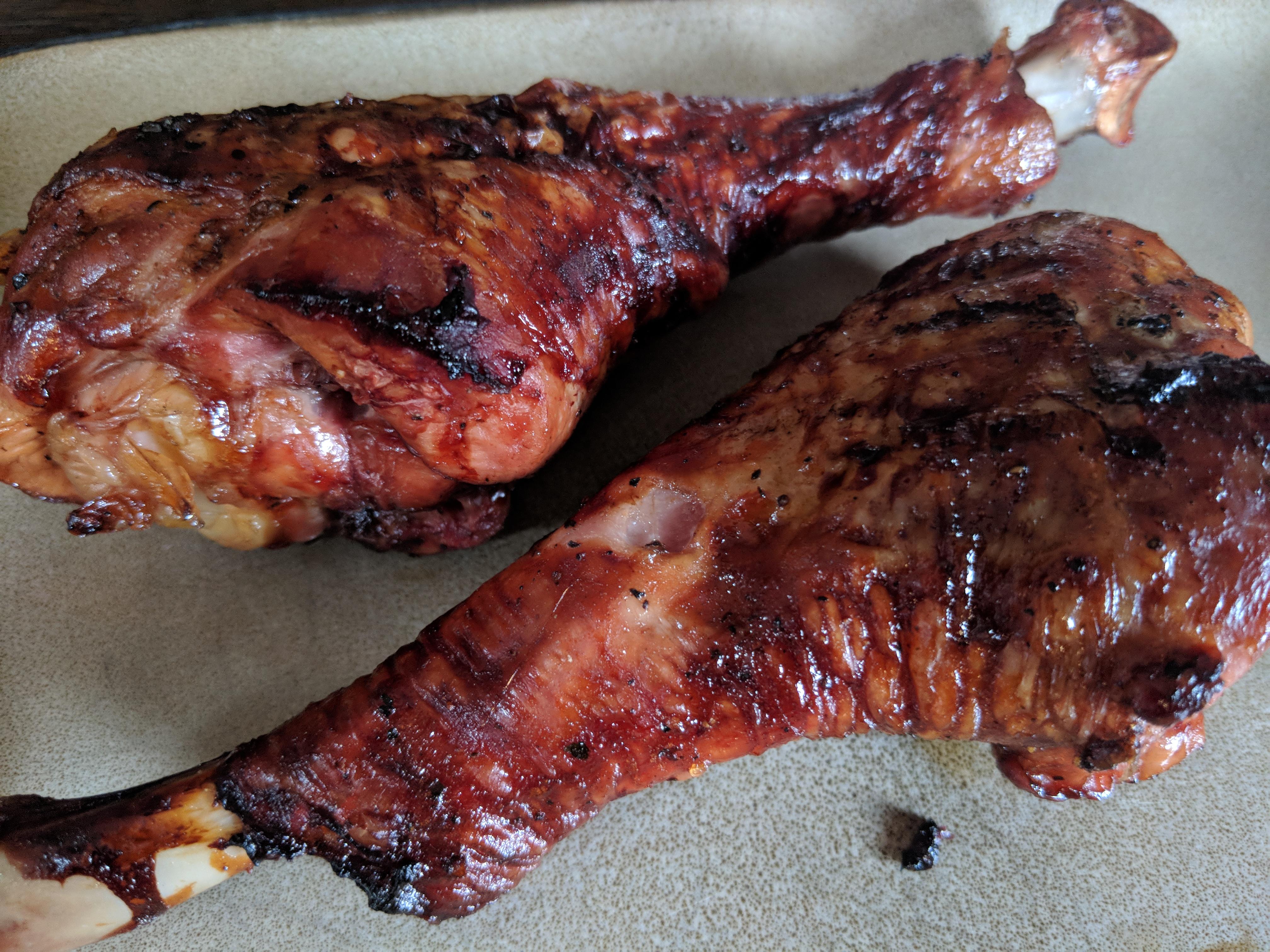 [Homemade] Barbecue Grilled Turkey Legs r/food
