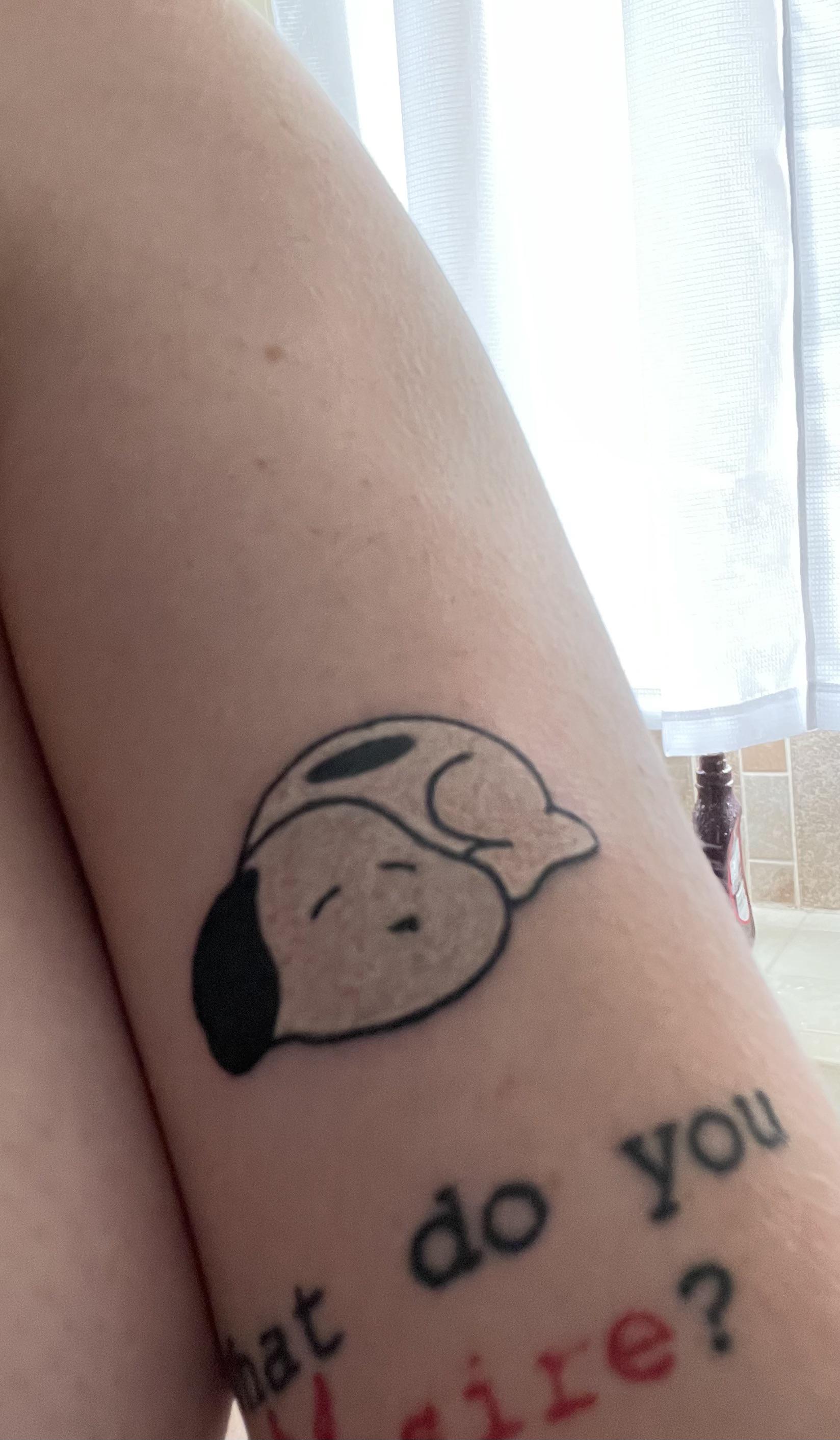 Puppy Snoopy And My Late Brother's Name Done In The Dnd Font, Done By Eli At Atomic Tattoo In Austin, Tx : R/Tattoos 2825_x_1648_jpg