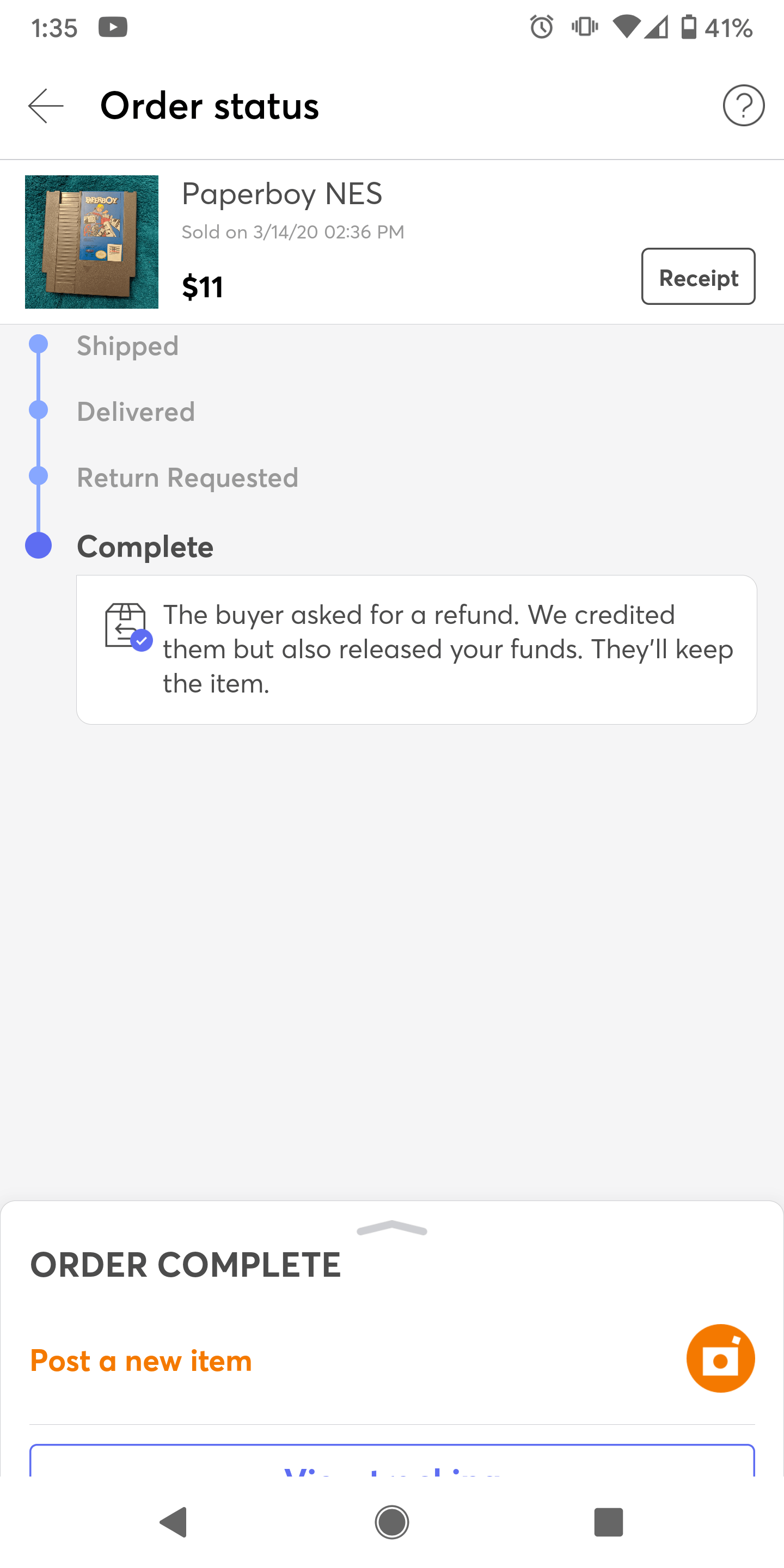 Buyer requested refund but I get my funds and they keep the item? What