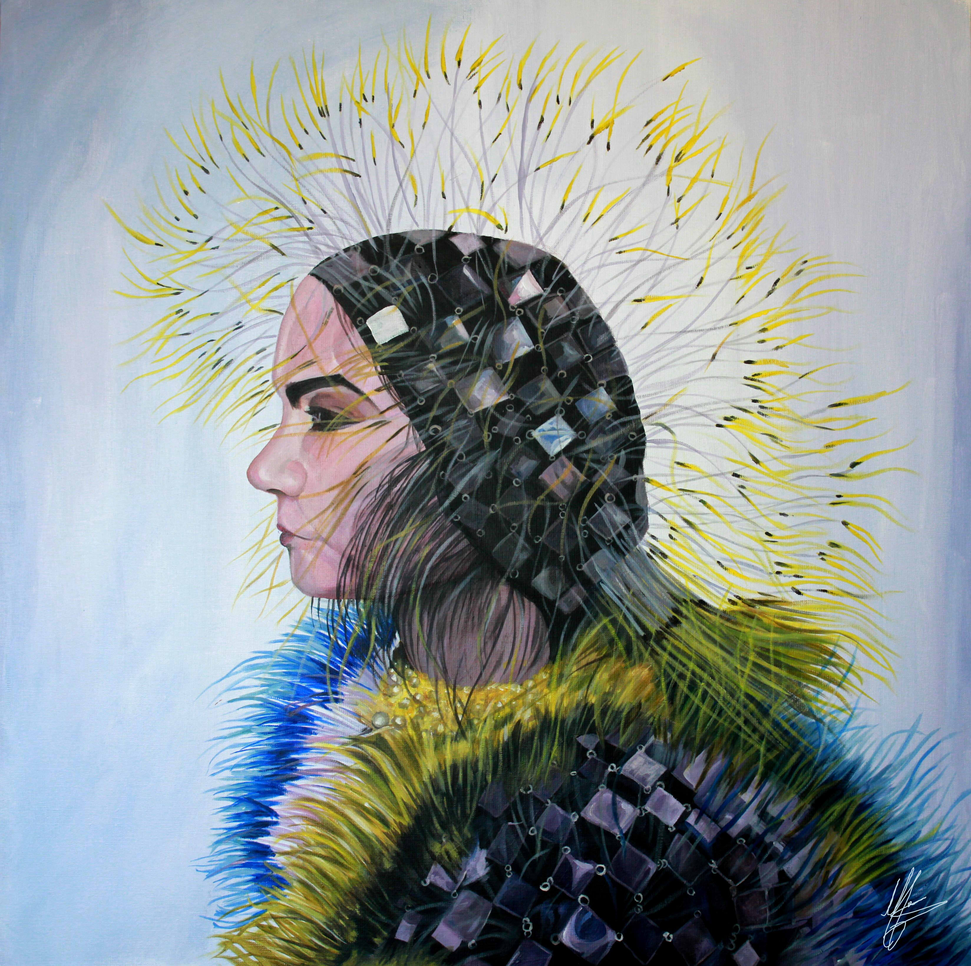 My painting of Bjork from the Vulnicura photoshoot! (80x80 acrylic on