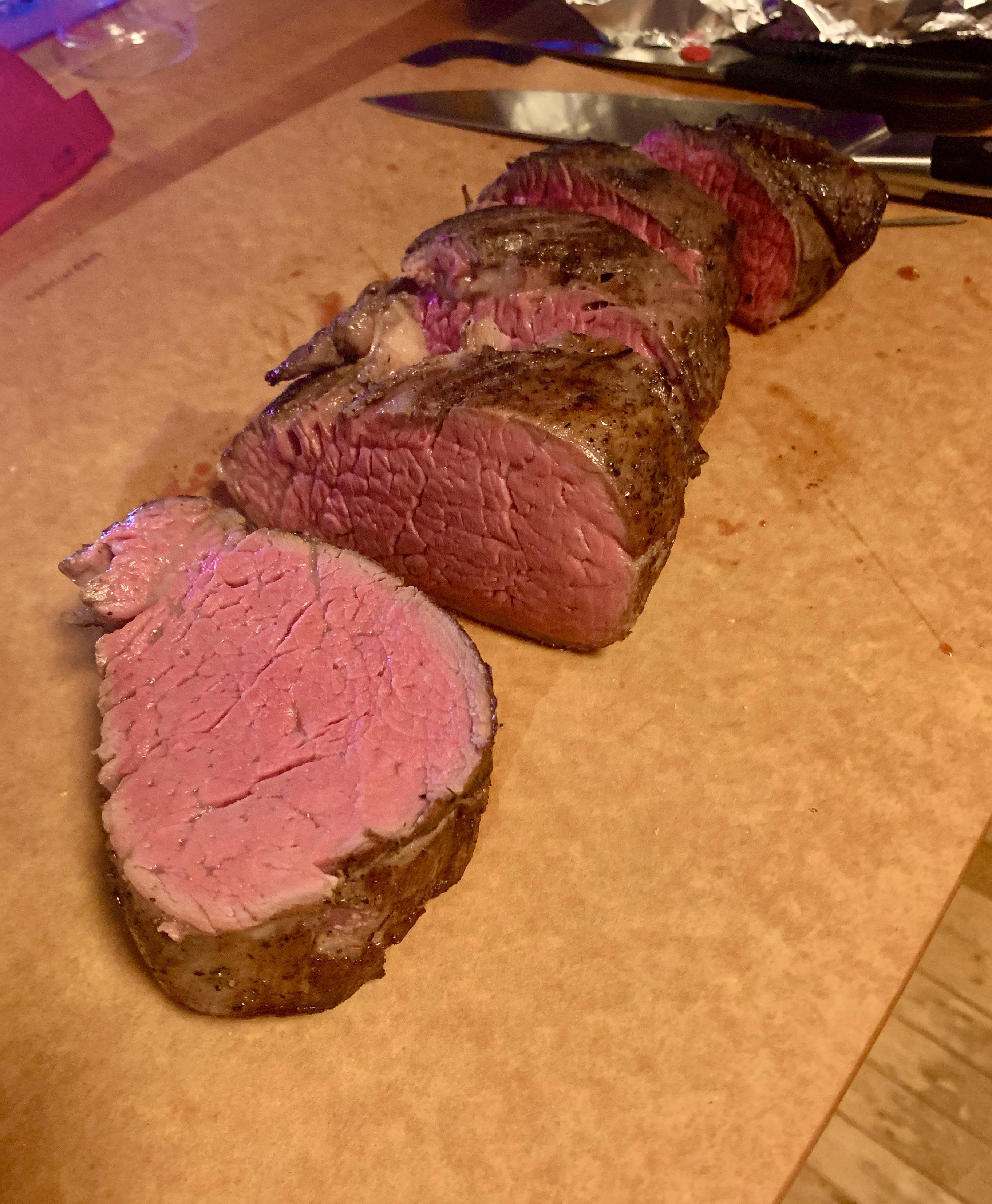 Beef tenderloin was on sale, so we ate like kings. 129 for 2.5 hrs