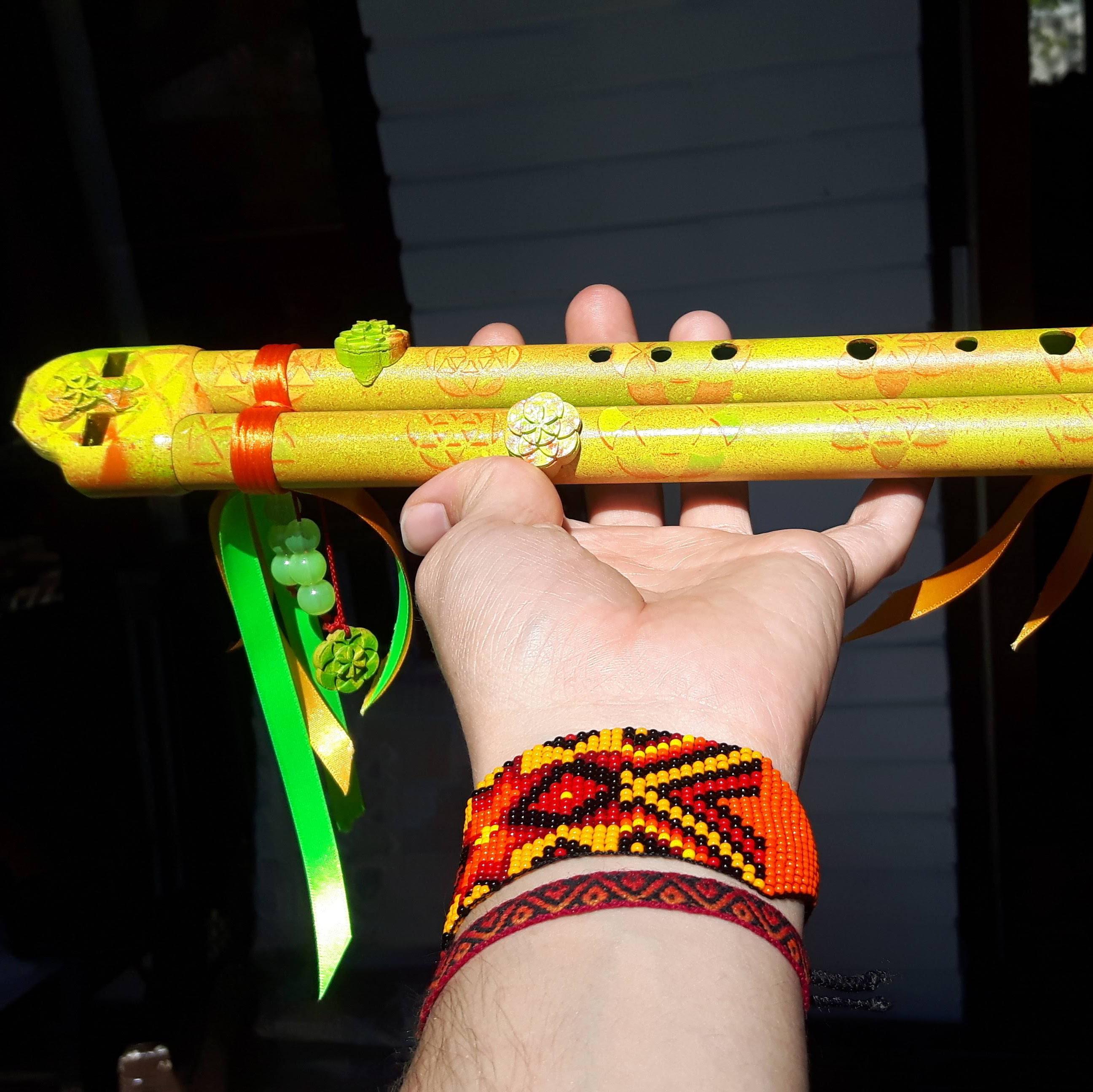 Made my self a drone flute using 3D printing, some pvc piping and decorative ropes r