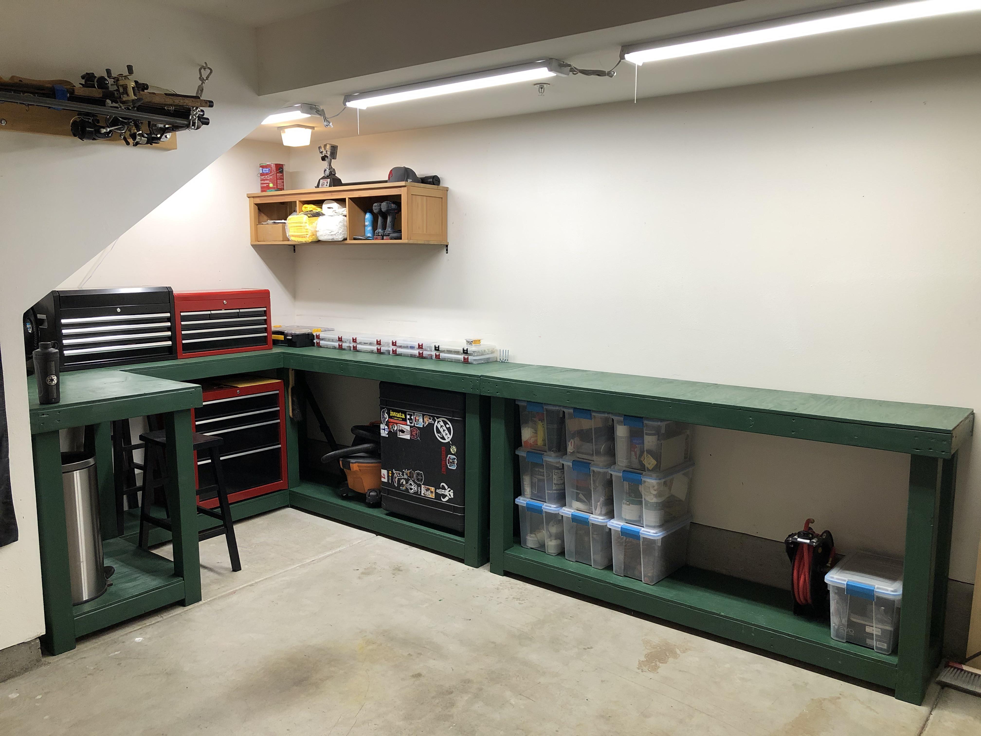 “Finished” my corner workbench I posted a few weeks back. I may add a