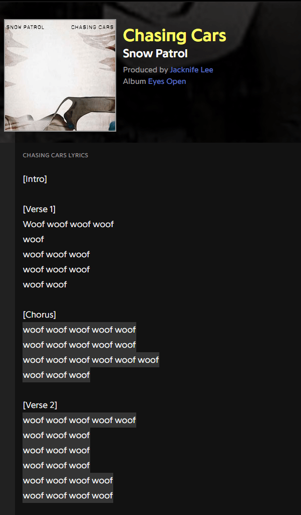 Chasing Cars Snow Patrol Album Cover