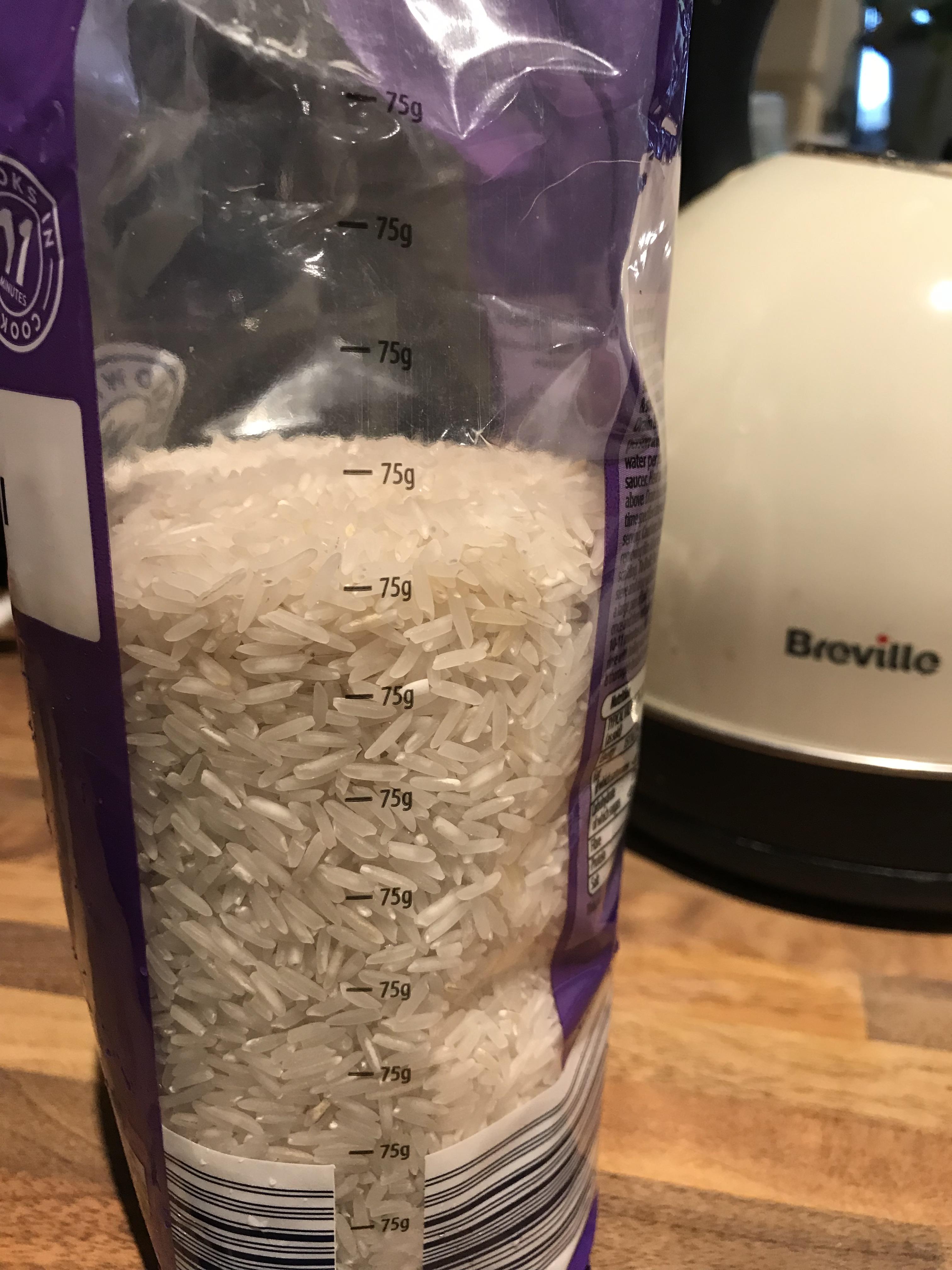 This rice packet has the weight measurements on the side. r