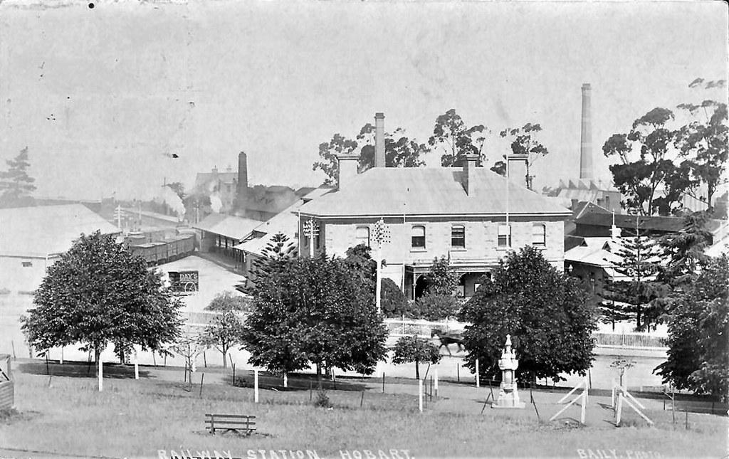 Hobart railway station, undated. The station frontage still exists as