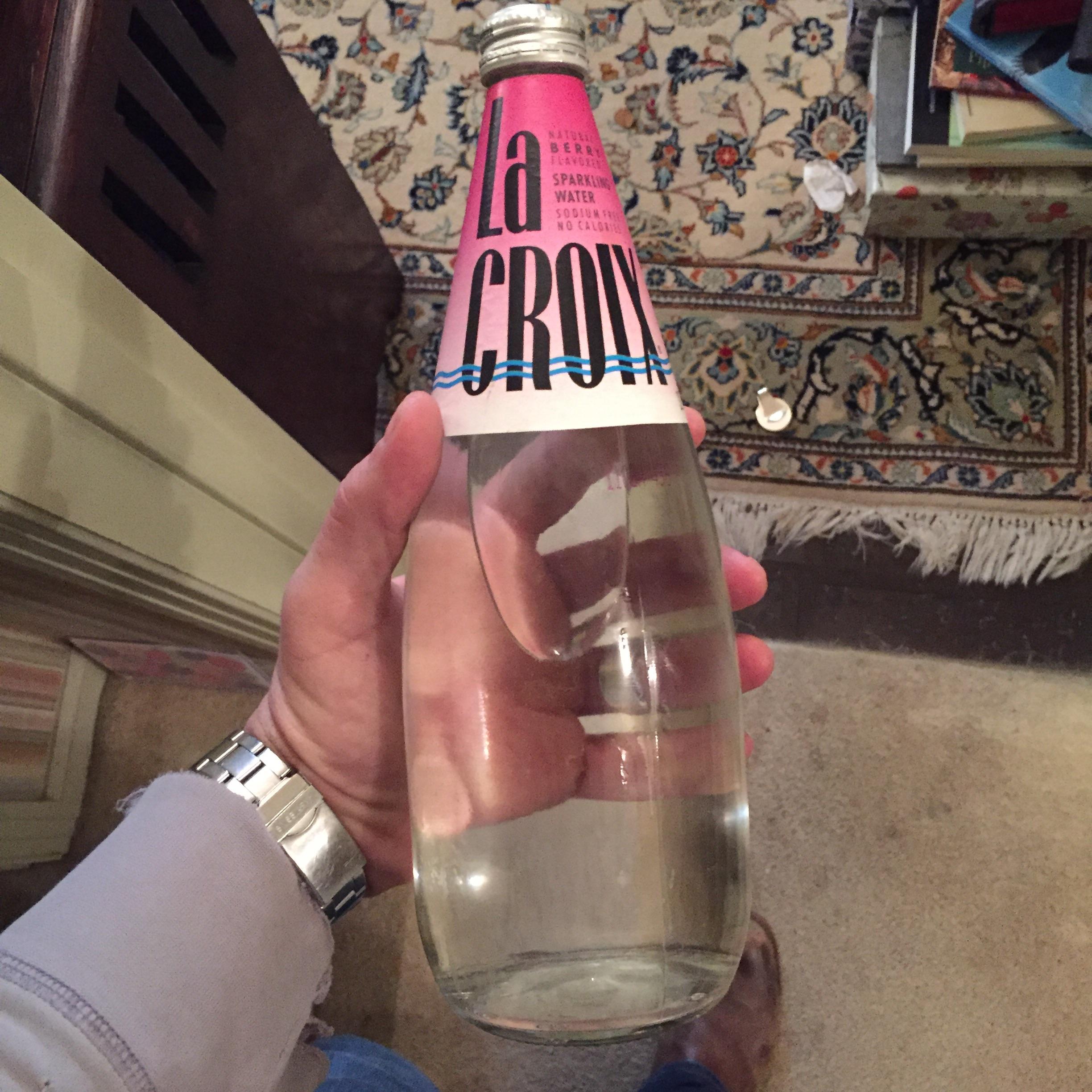 This old and huge unopened bottle of La Croix sparkling water from an