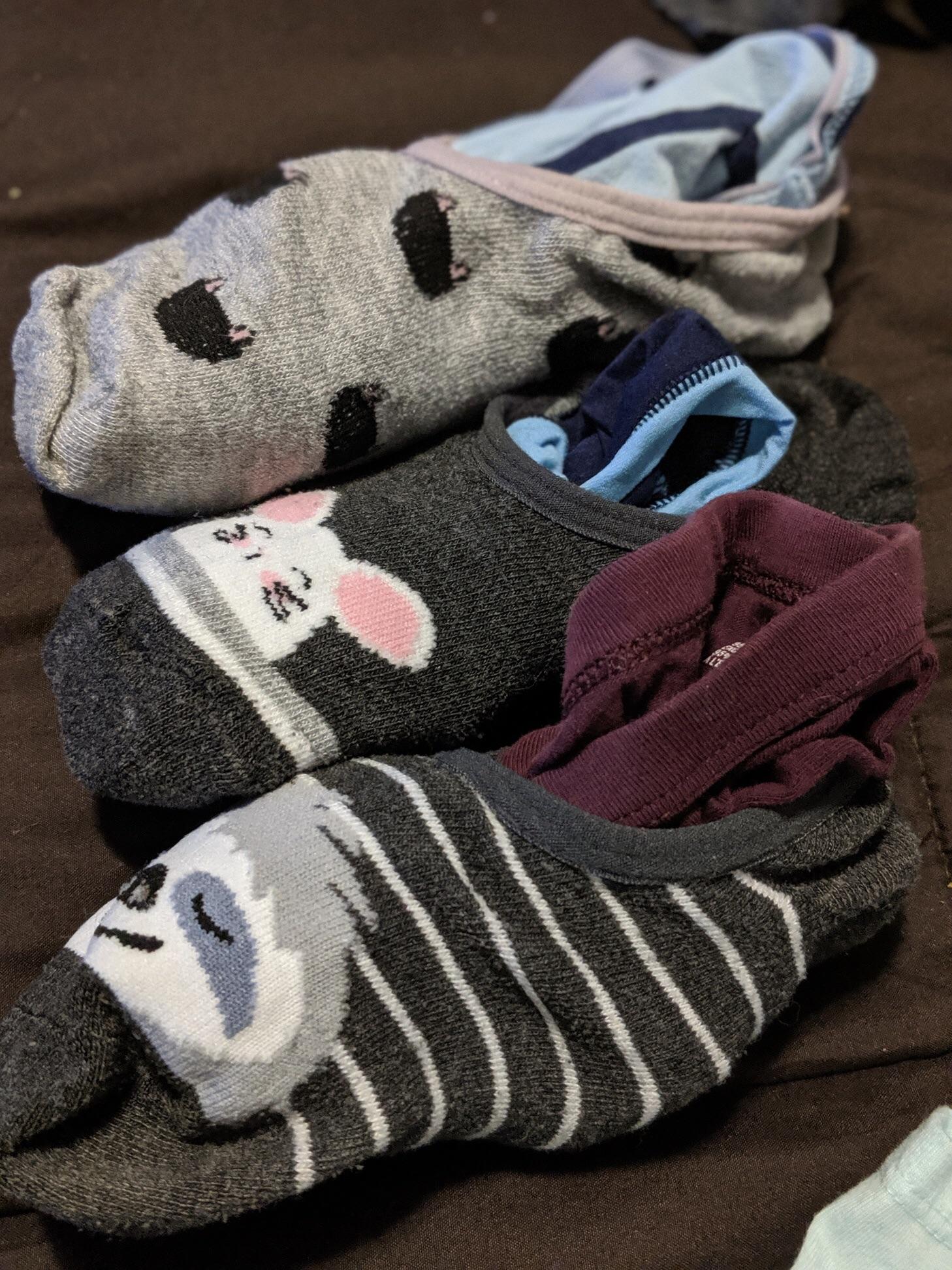 My girlfriend packs her underwear in her socks for each day she won’t