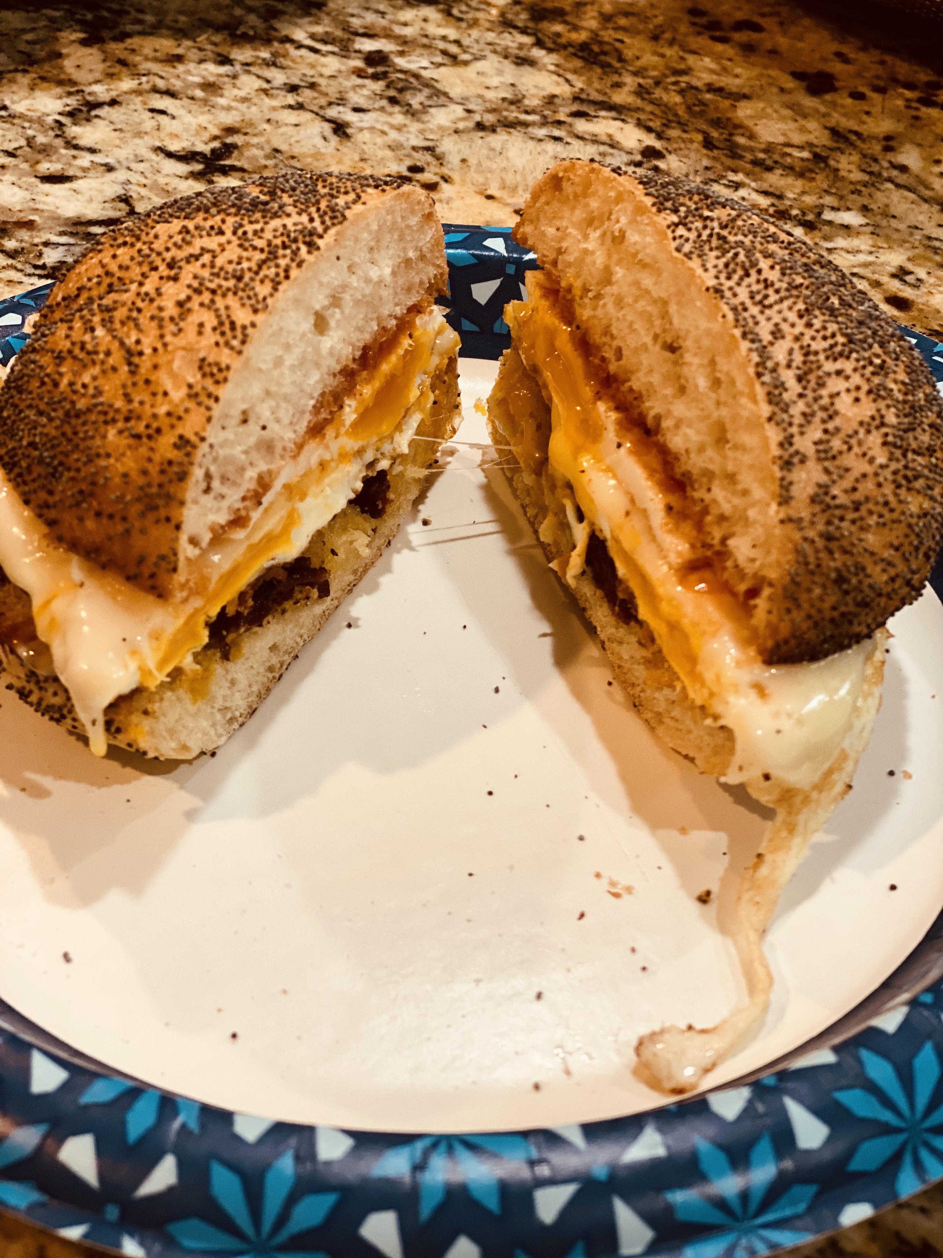 [Homemade] “BECSPK” bacon, egg, cheese,salt, pepper, ketchup on a poppy