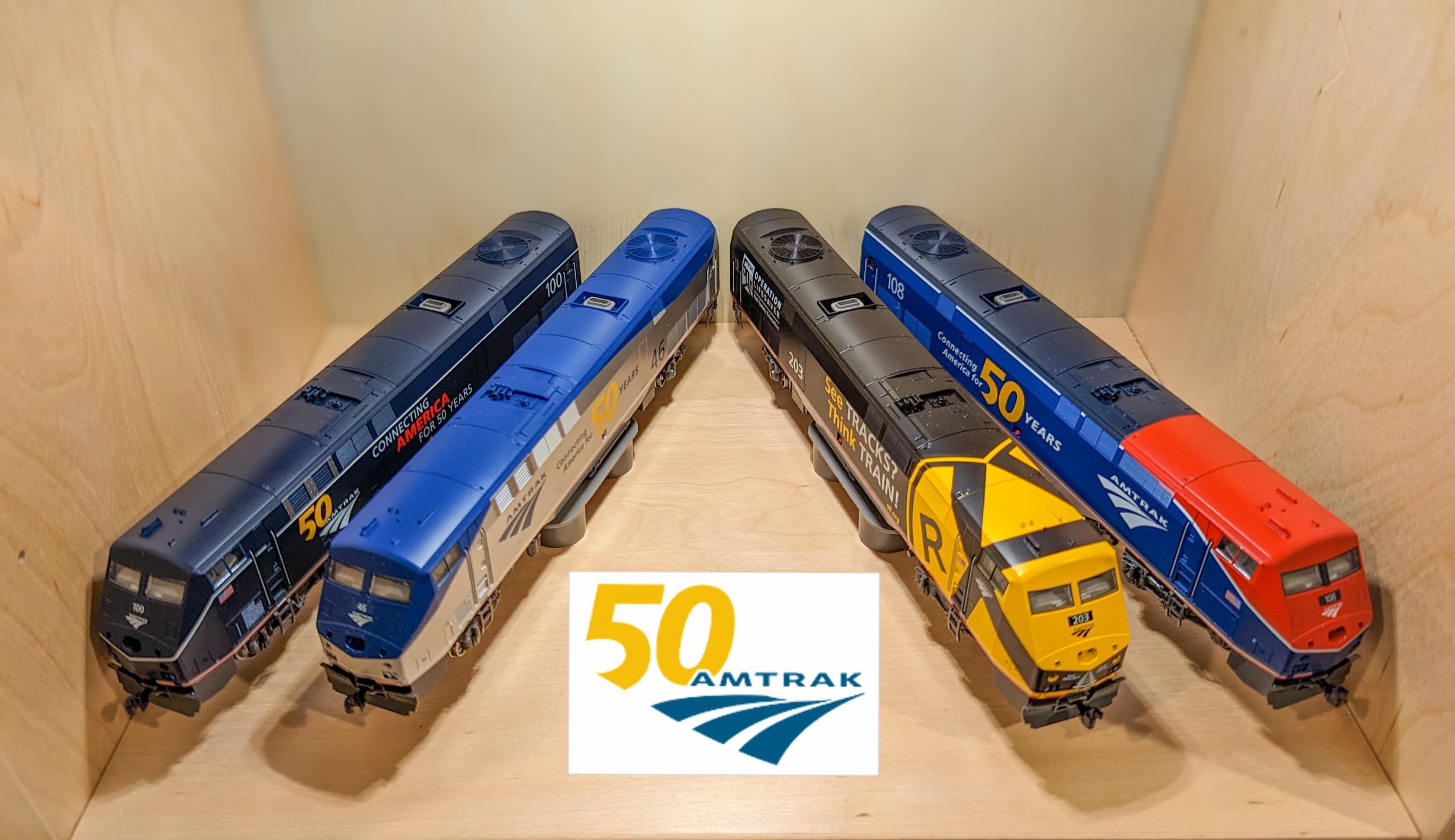 All 4 of the new HO scale Amtrak 50th anniversary engines by Kato r