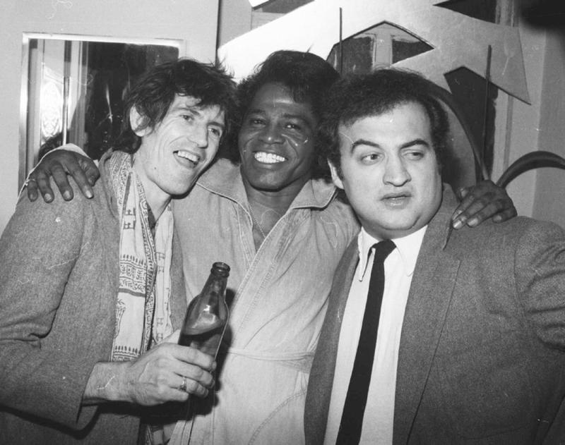 Rolling Stones' Keith Richards, James Brown & John Belushi having a