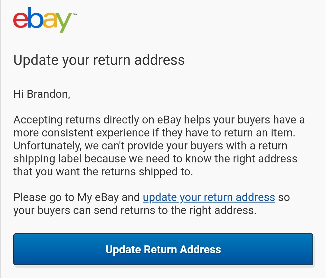 I'm trying to refund a buyer, but eBay keeps messaging me "your