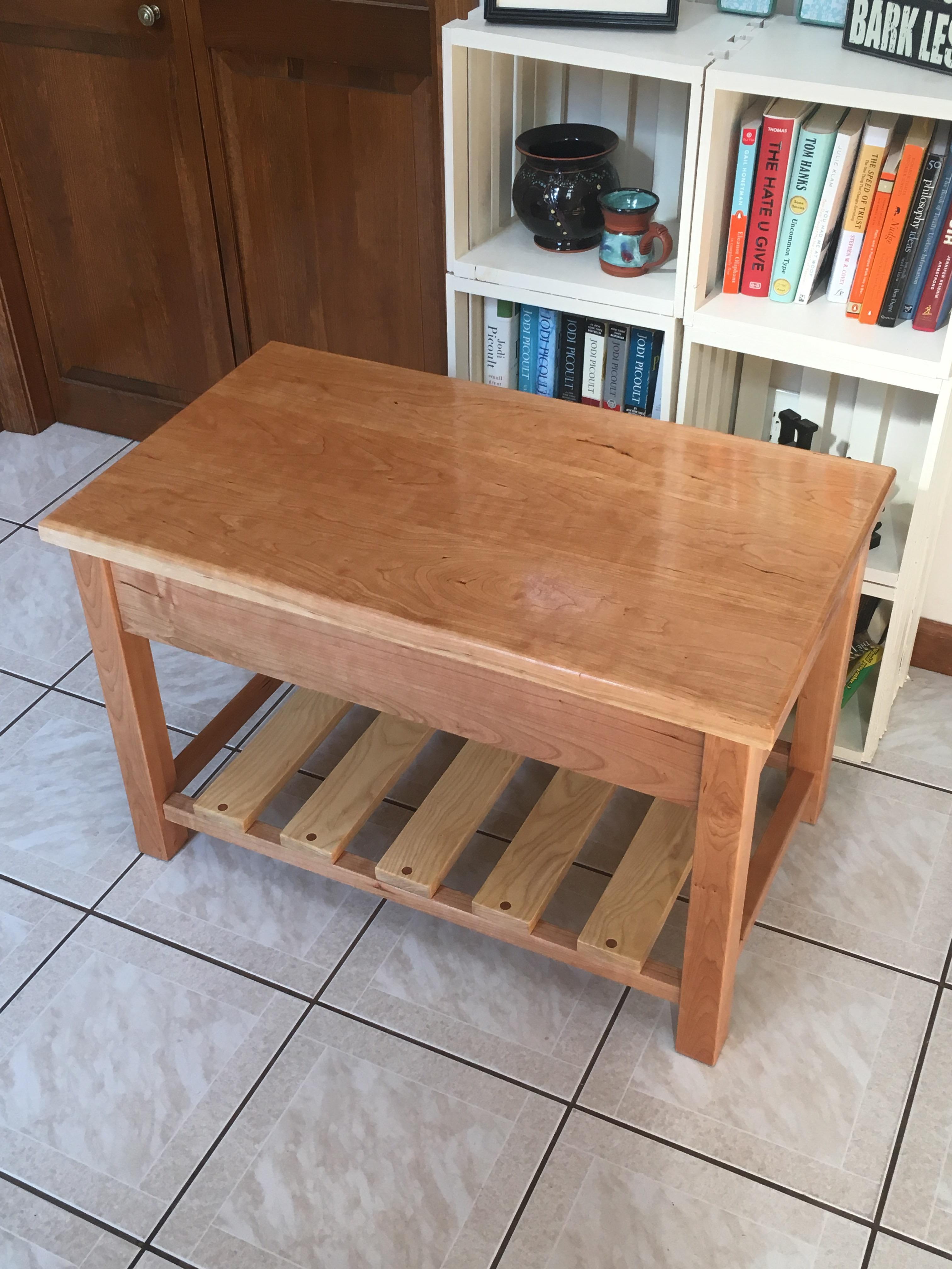 Finished Cherry and Ash entryway bench with storage for my mother. r