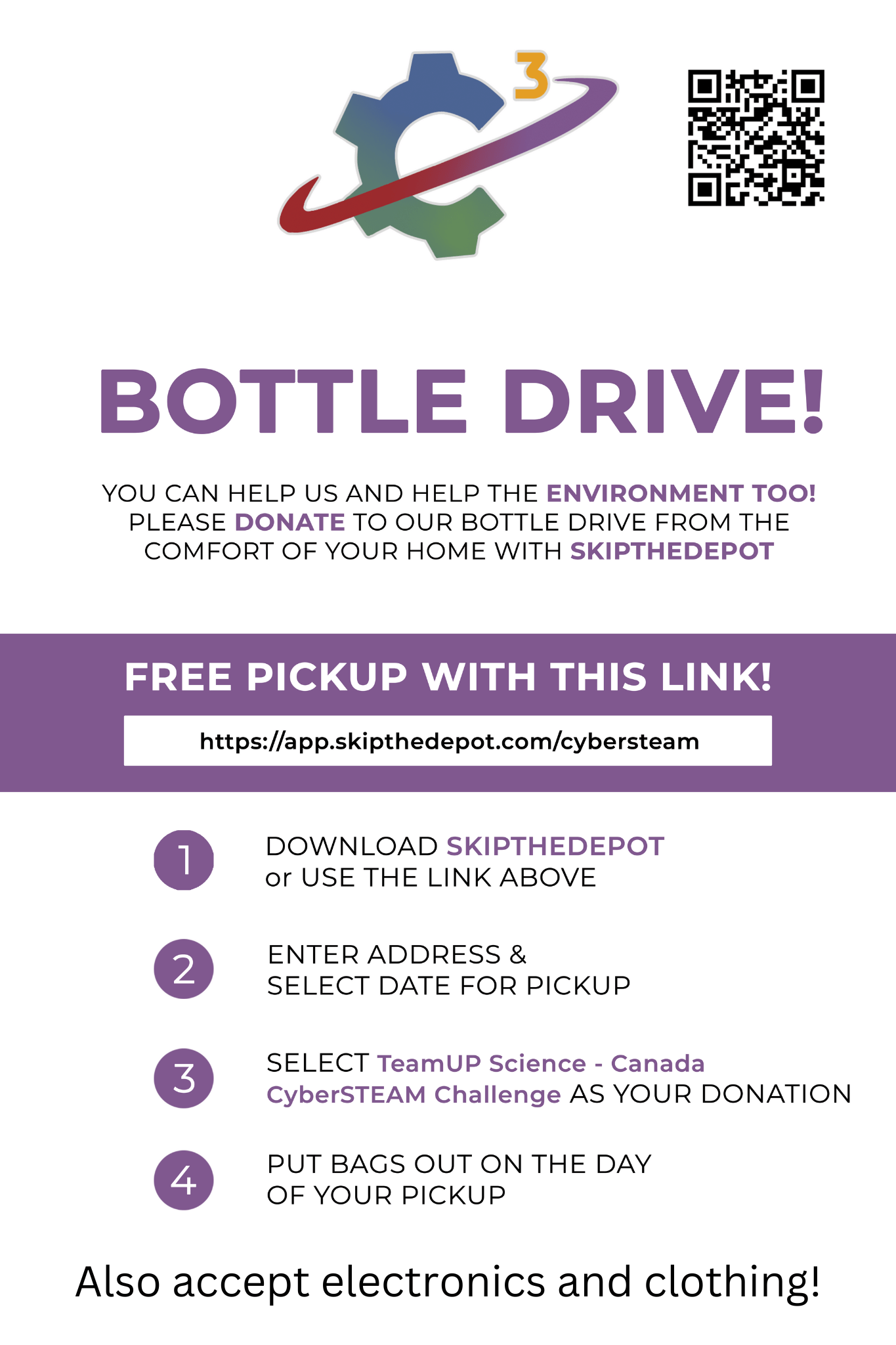 Canada Cybersteam Challenge is hosting a bottle drive! Funds is used to