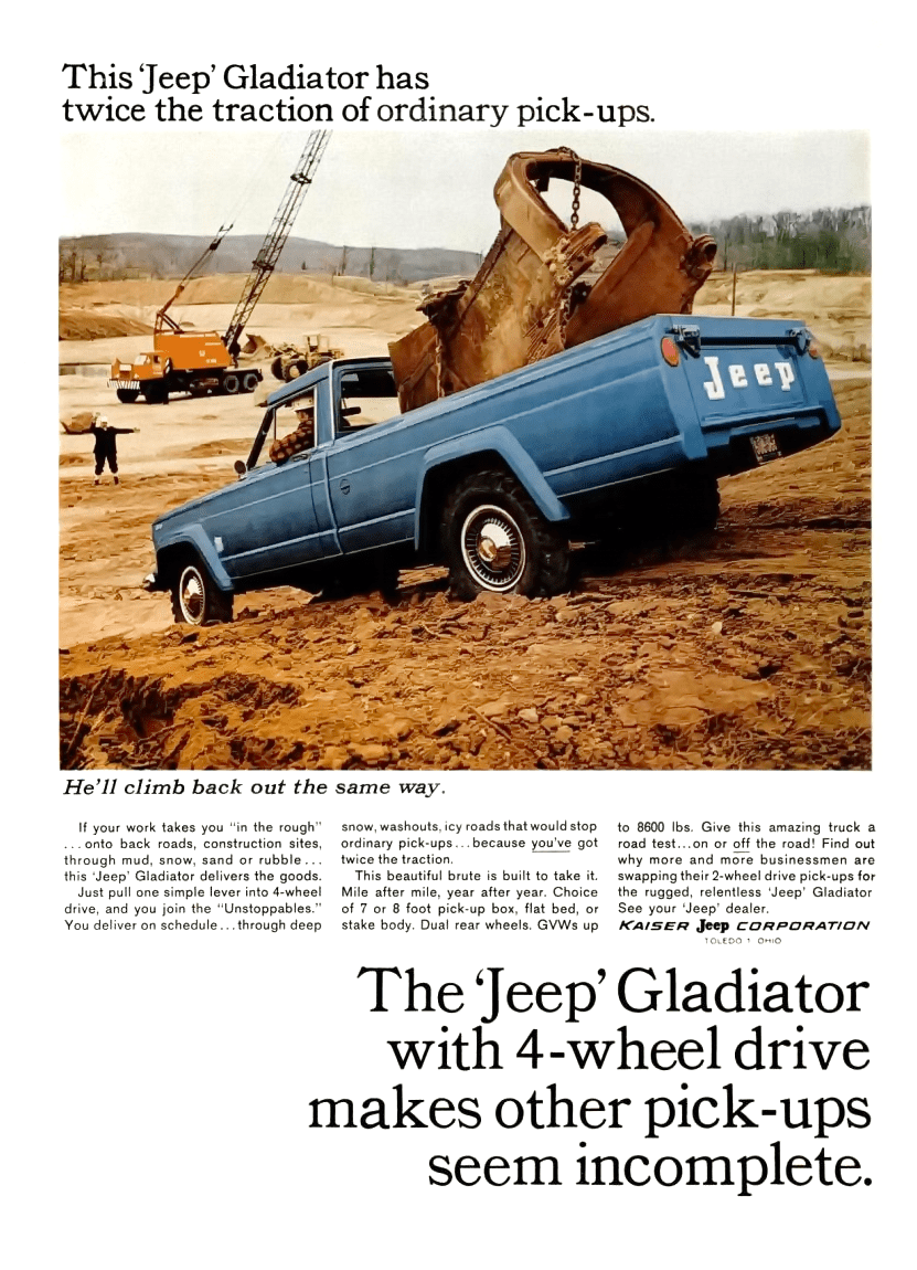 Jeep Gladiator ad from August 1965 vintageads