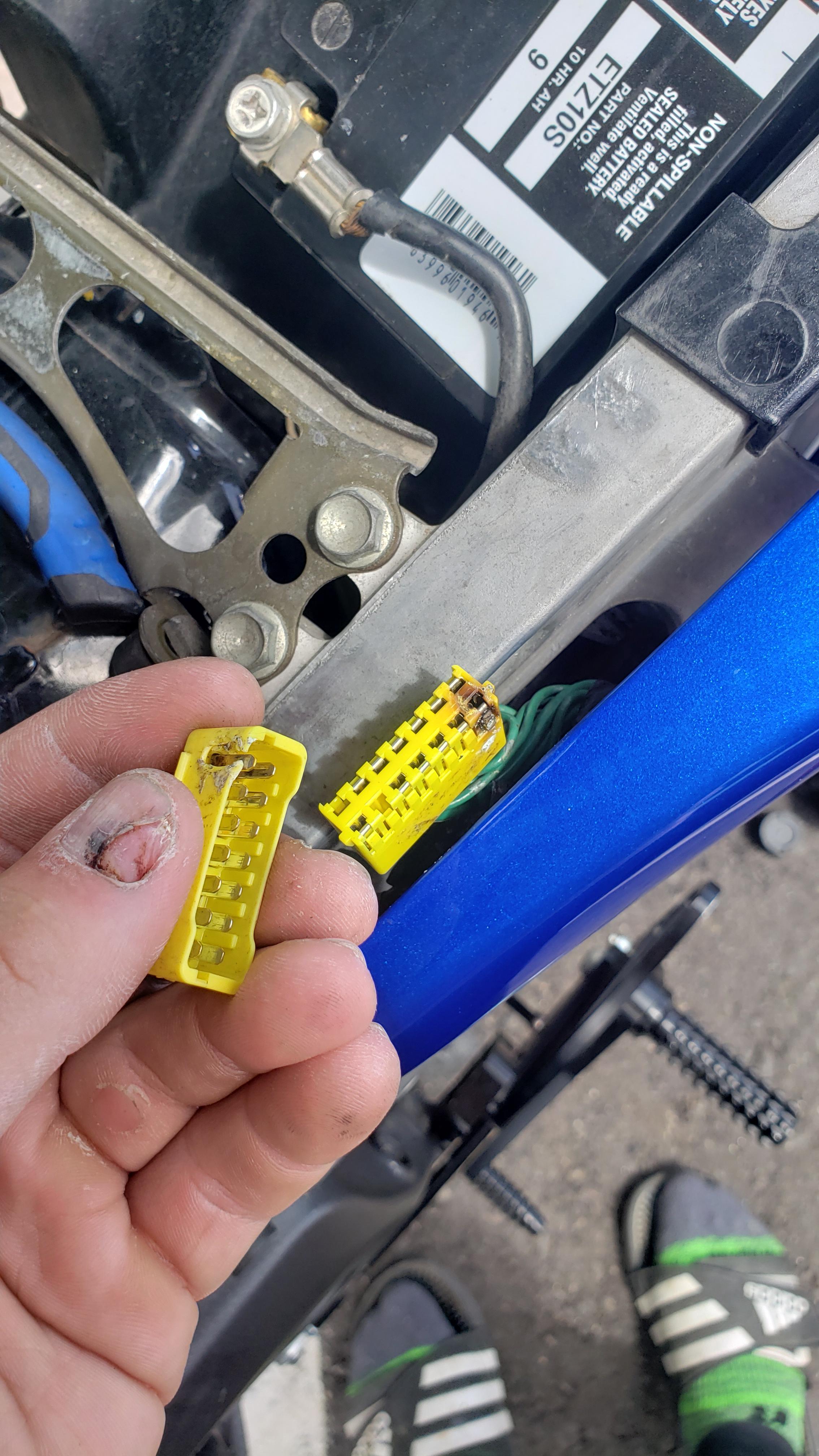 Yellow grounding wire box burnt, fix? r/cbr