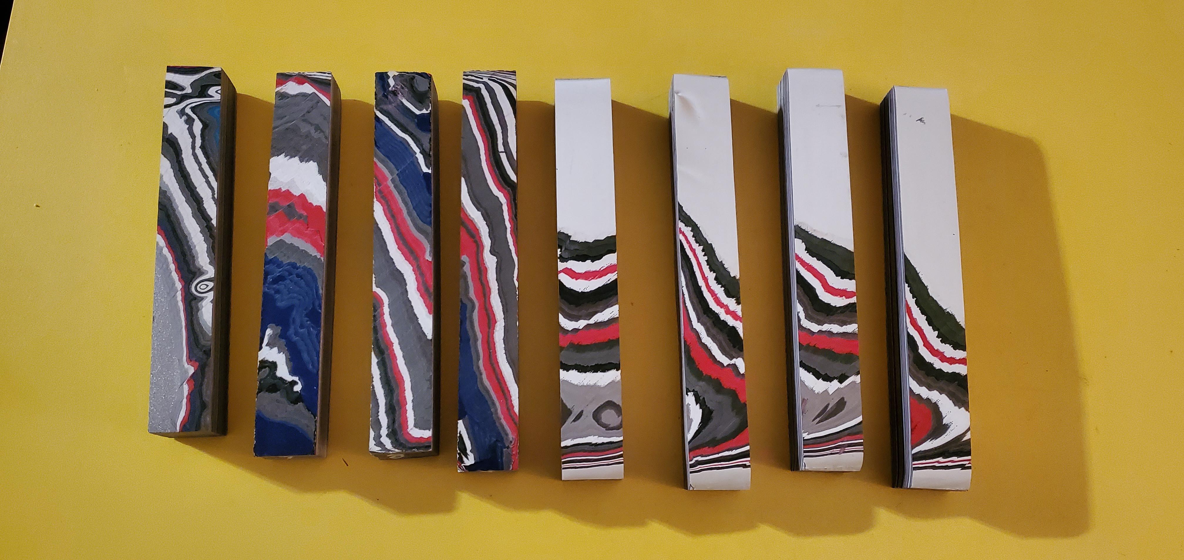 Just got an order of fordite pen blanks in! Can't wait to use them. r