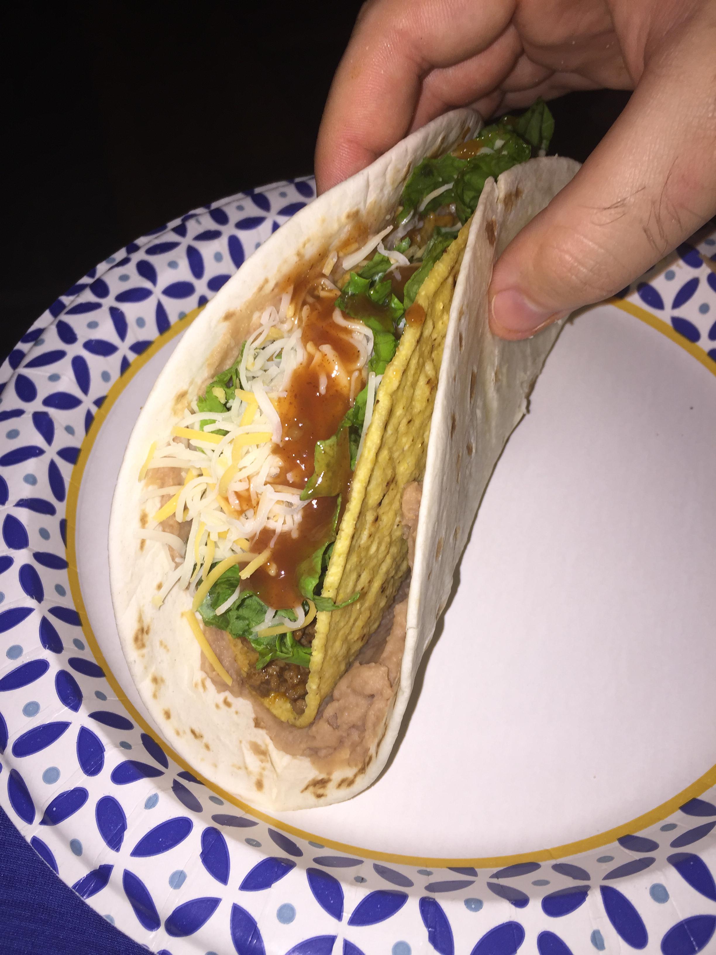 Homemade Double Decker Taco in memory of our fallen prince r/tacobell