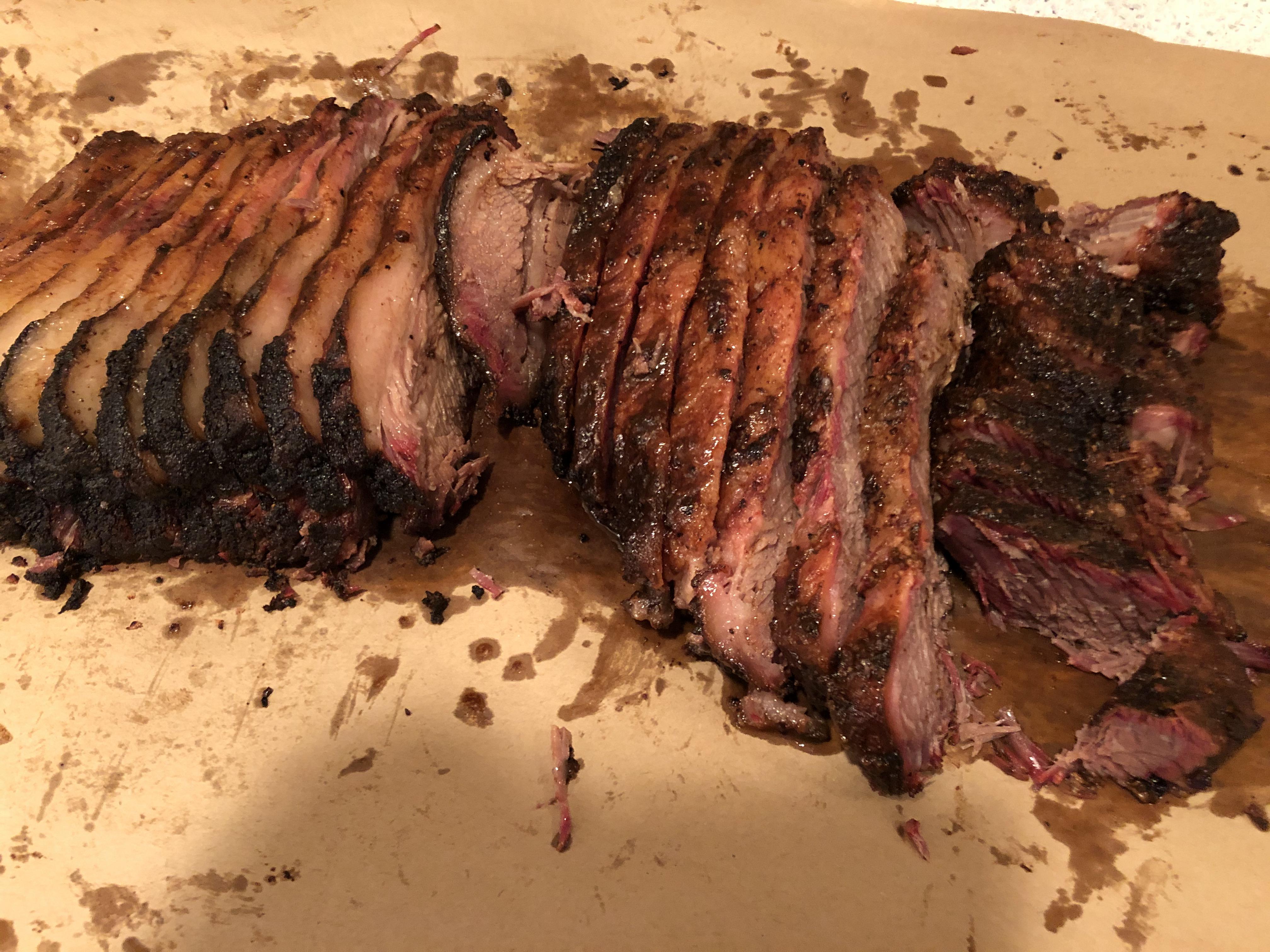 Smoked my very first brisket for Easter. Brined and dry rubbed, smoked