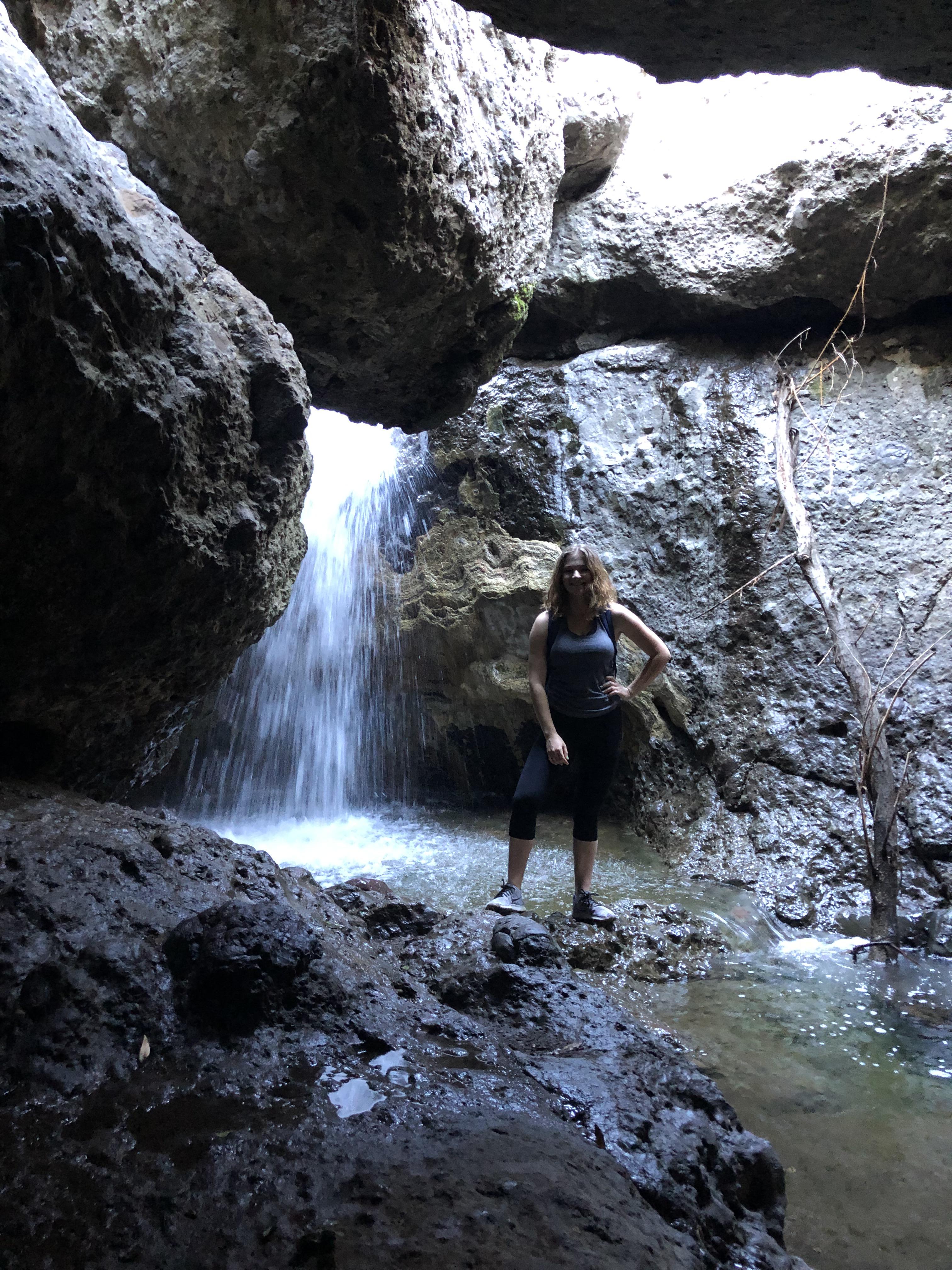 Underground waterfall on the grotto trail at circle x ranch (April 2019