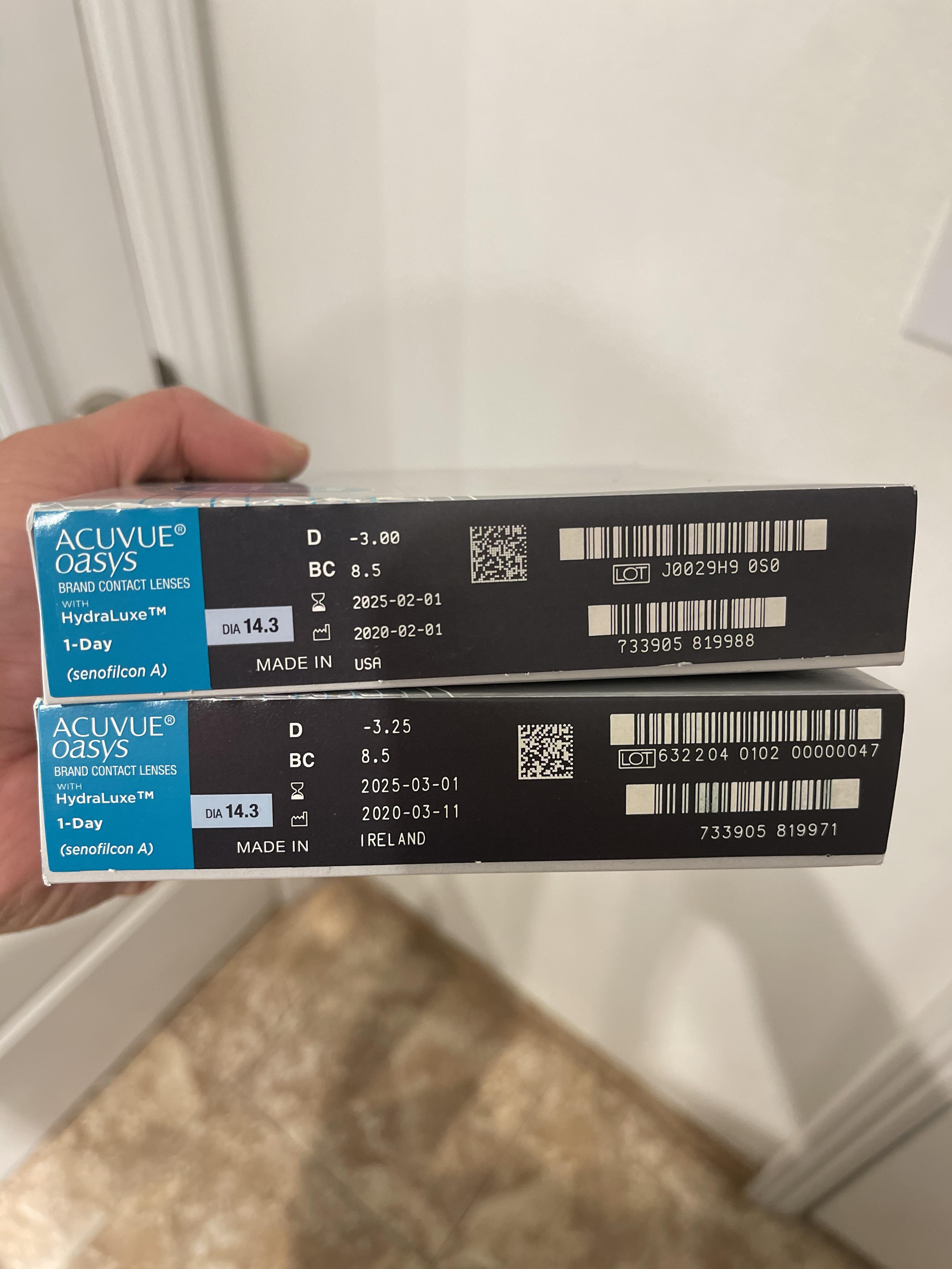 Ordered contact lenses. 1 box had lenses made in the USA and the other