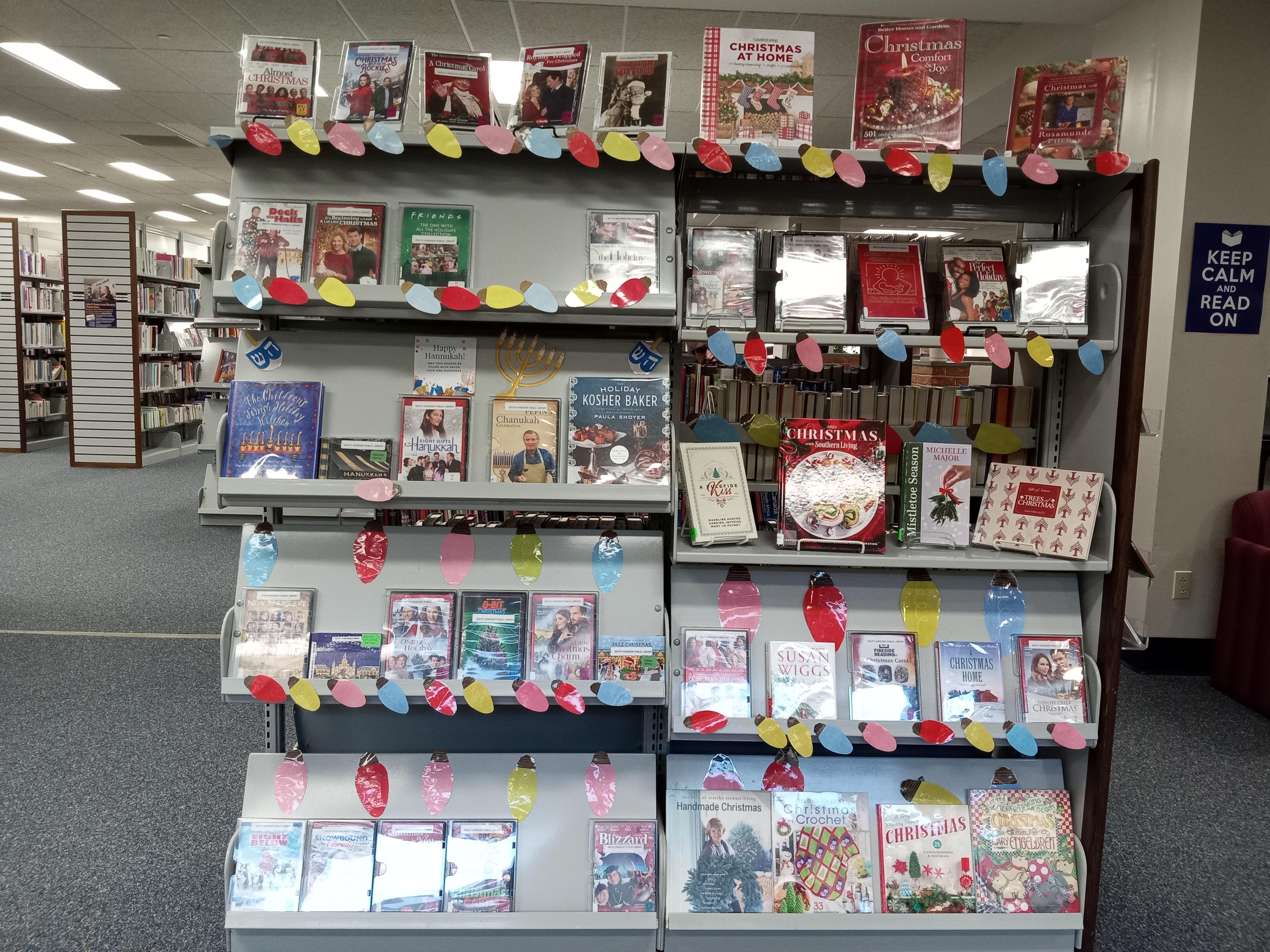 Christmas Book Display at South Windsor Library in Connecticut r
