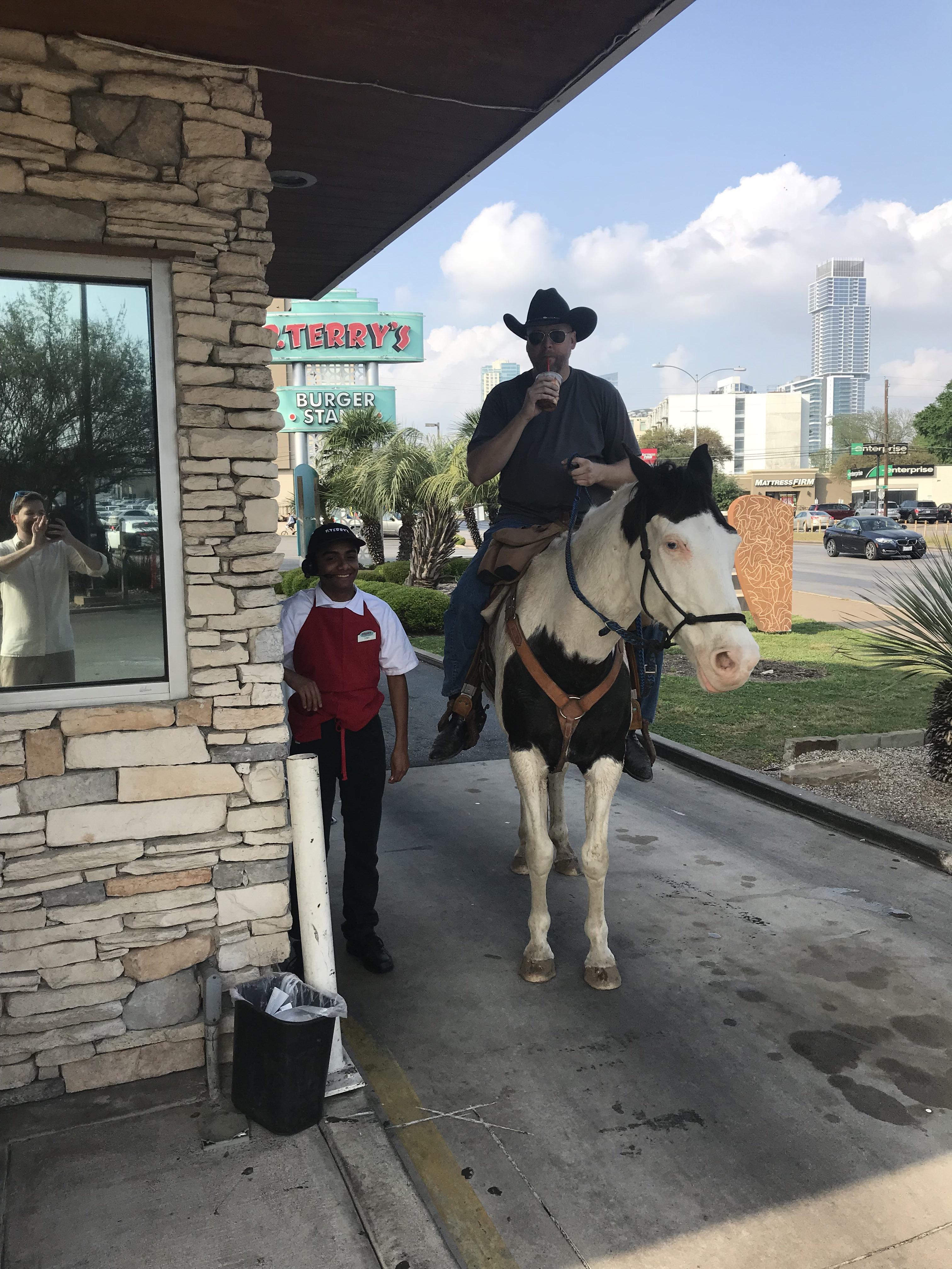 Ride thru Drive thru, yes this is Texas r/Horses