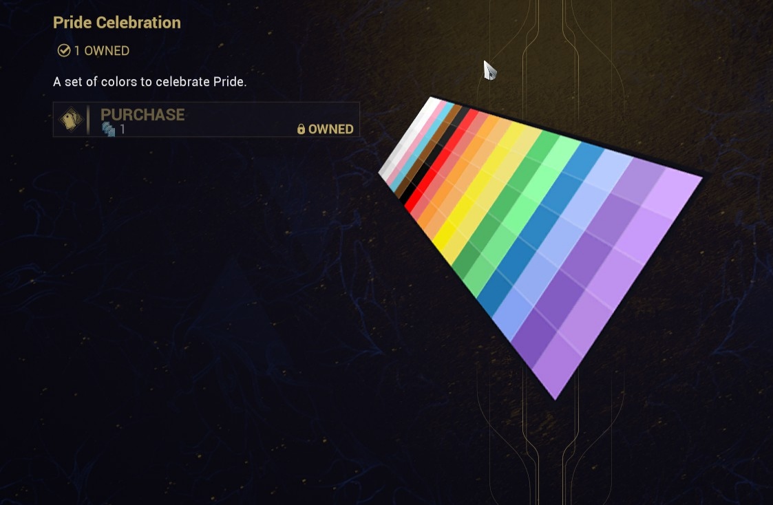 attention all F2P players, the gay color palette contains full black
