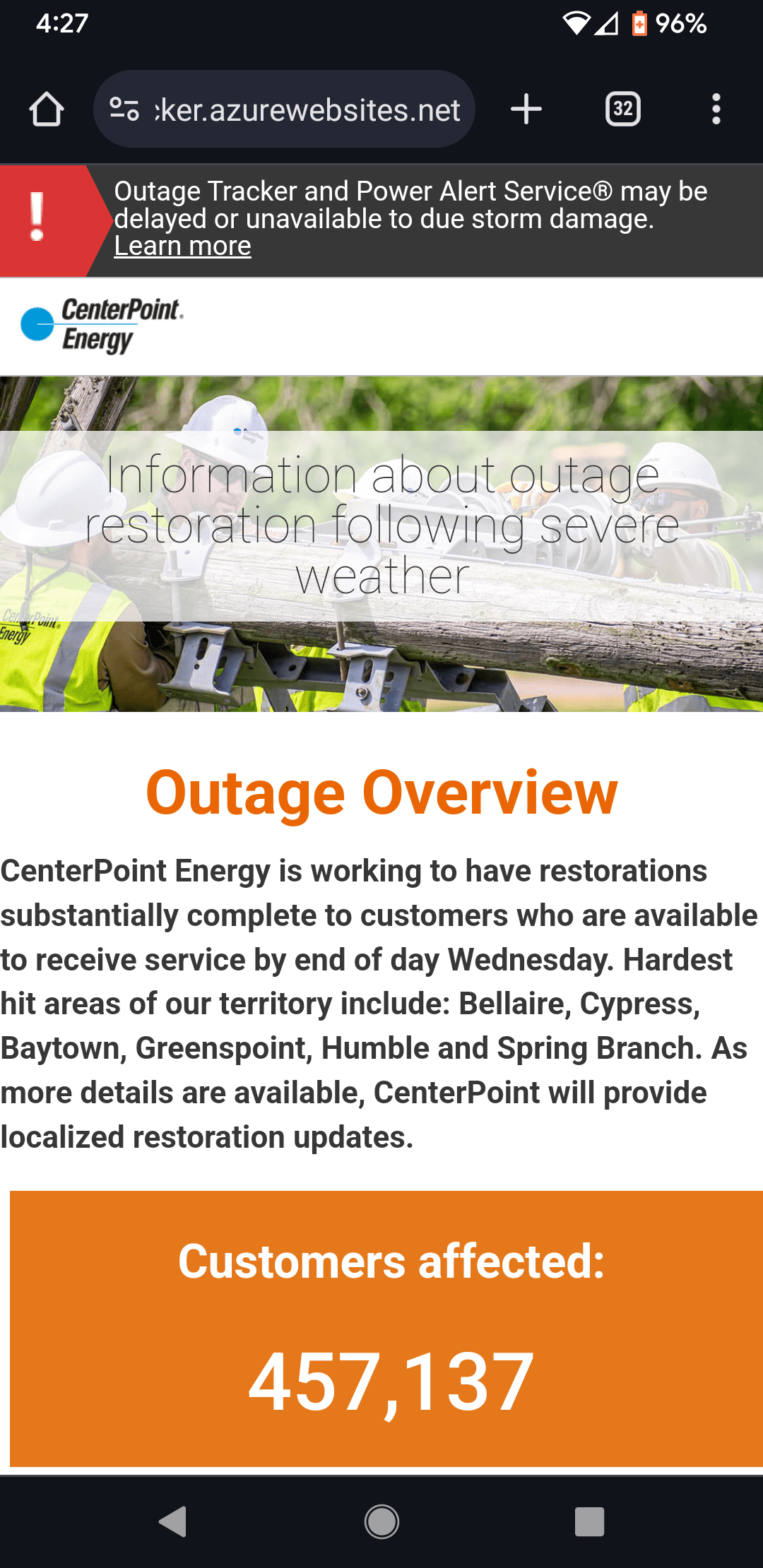 Centerpoint site appears to be now working with new address/design r