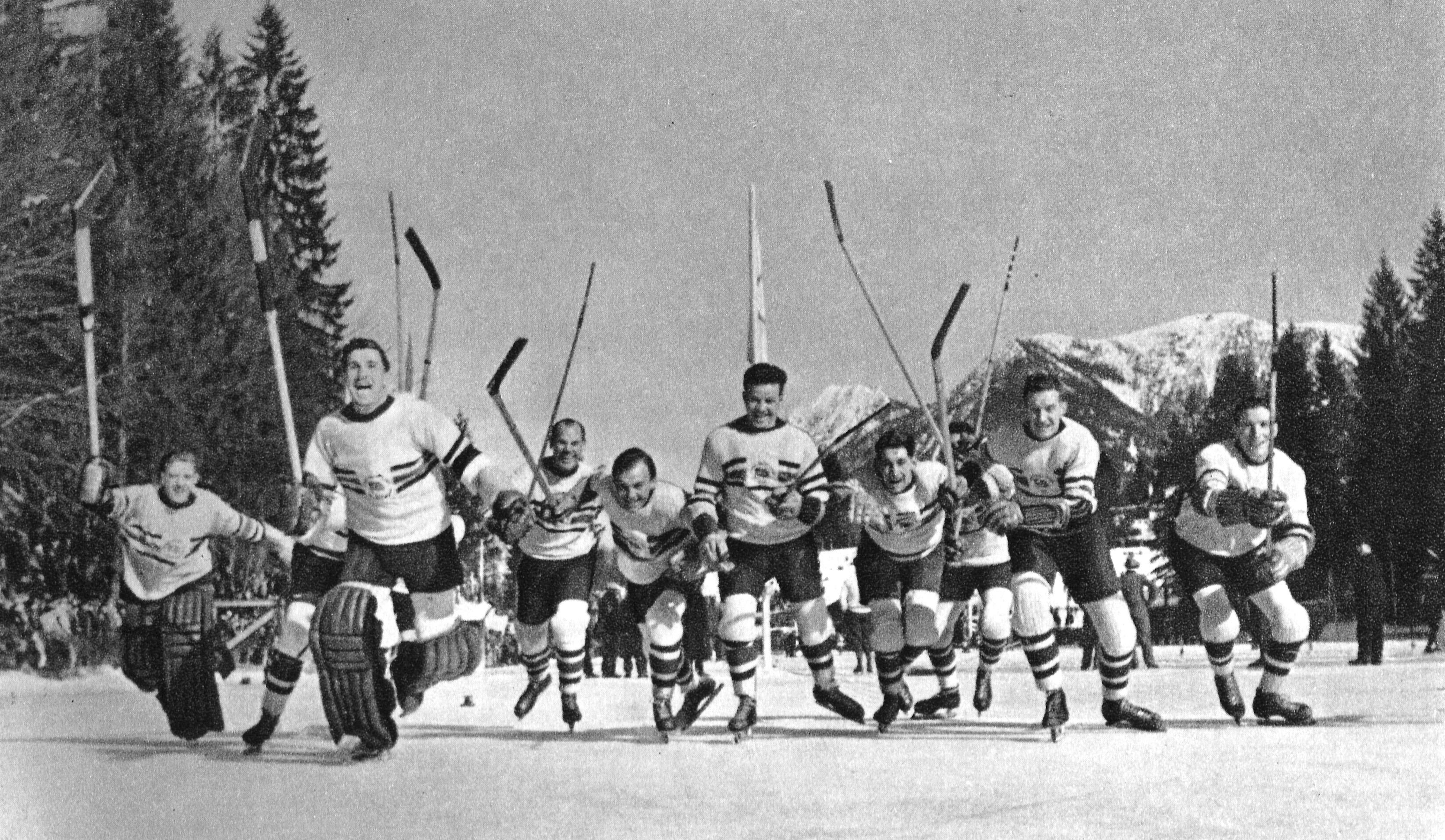 Great Britain's ice hockey team, after winning gold at the 1936 Winter