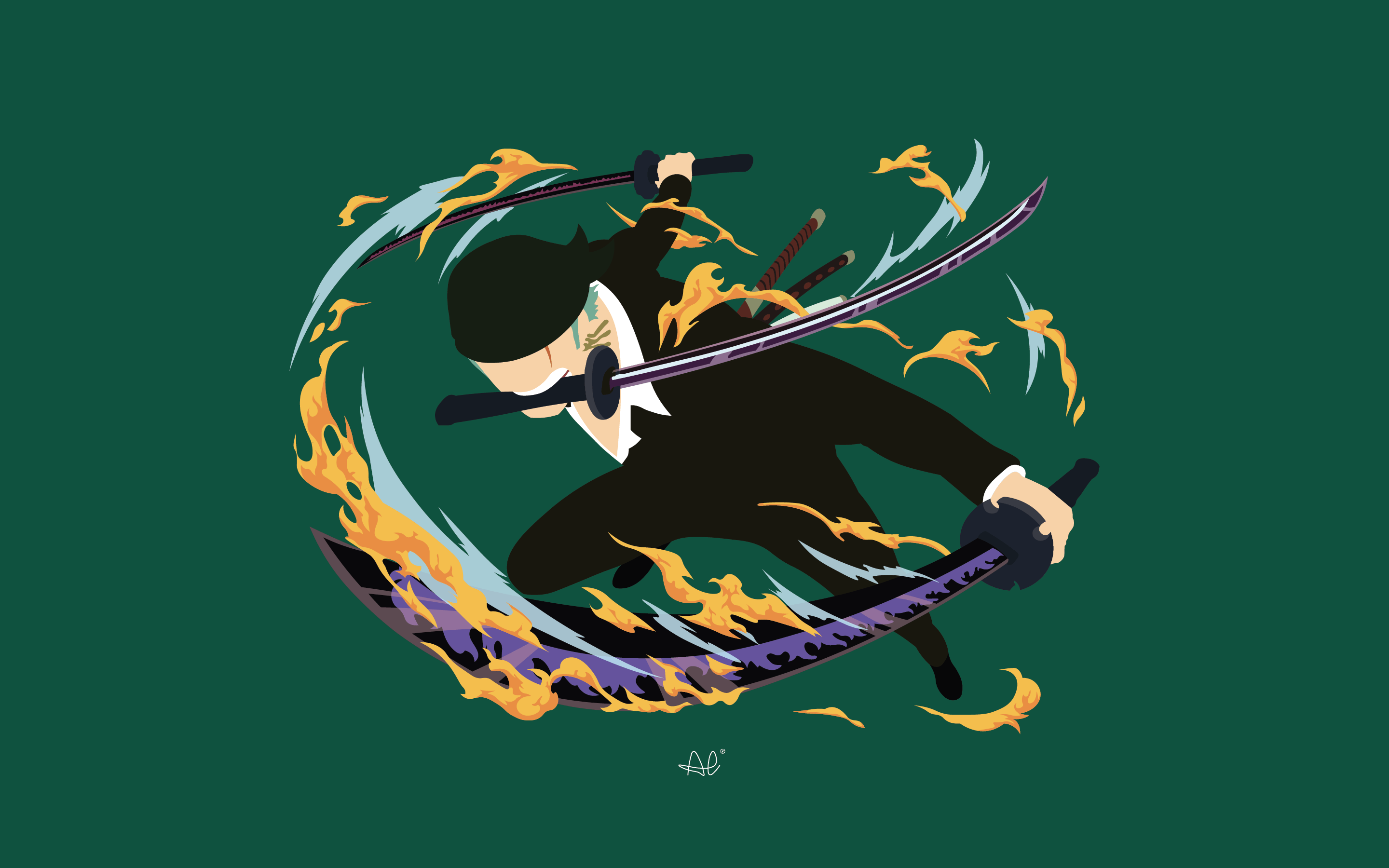 Minimalist Anime Zoro Pfp Wearing Kimono