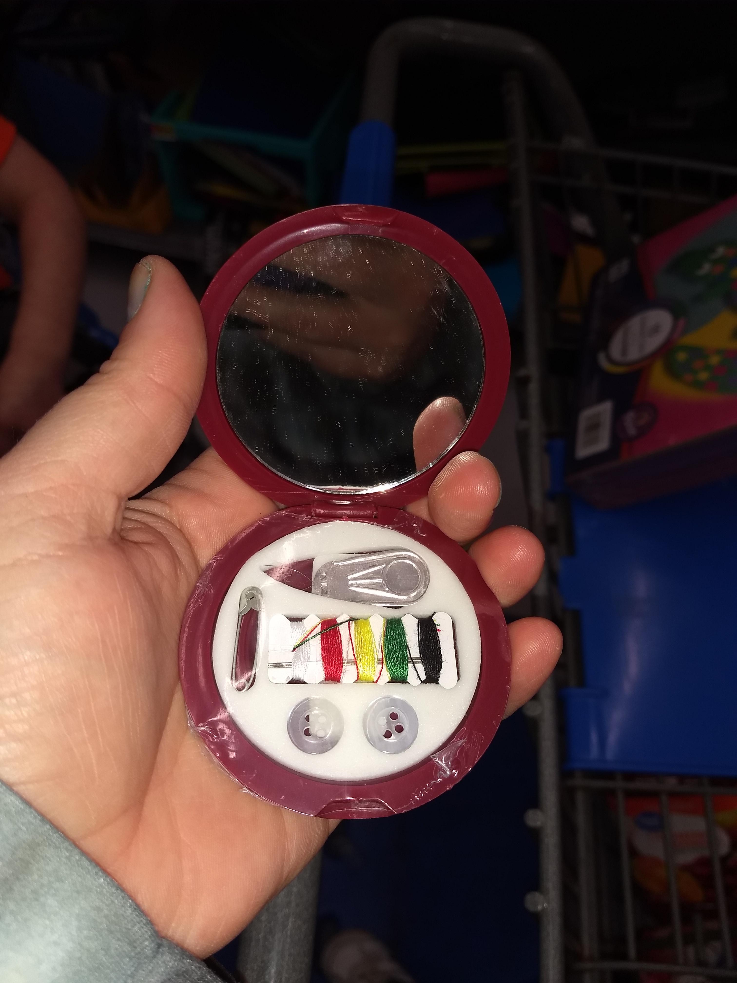 Sewing kit with a mirror in it r/mildlyinteresting