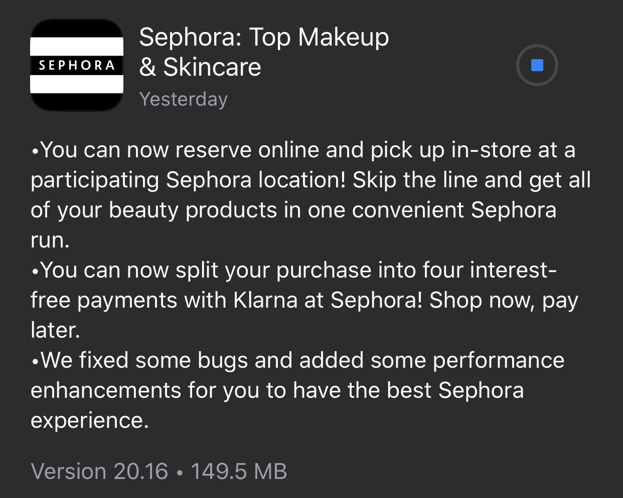 App updated! *New* Reserve Online, PickUp in store for select stores