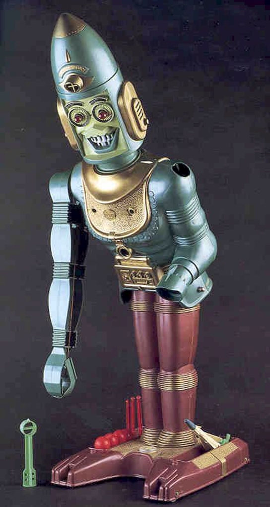 1963 "Big Loo" robot by Marx, 37 in/94 cm tall! Video and article
