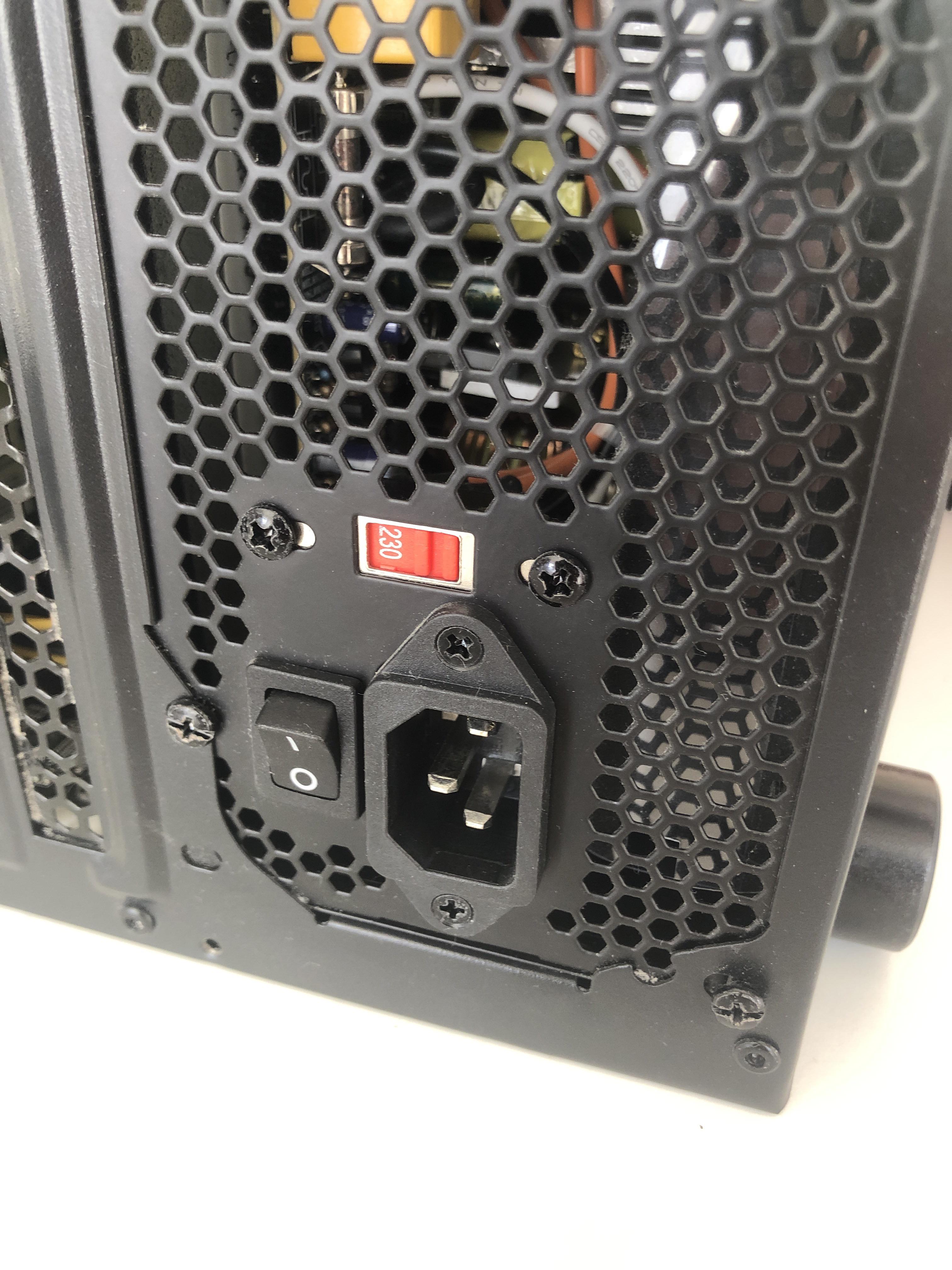 My friend just accidentally knocked this switch on his power supply down to 115 volts while it