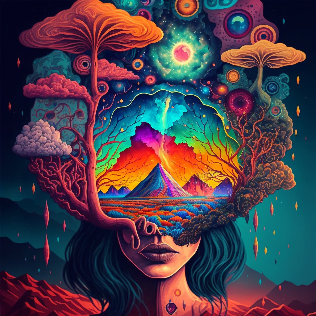 I created a Unique psychedelic art full of hallucinations inspired by
